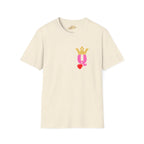 Queen Q Crown T‑Shirt — Pink & Gold Heart Logo Tee