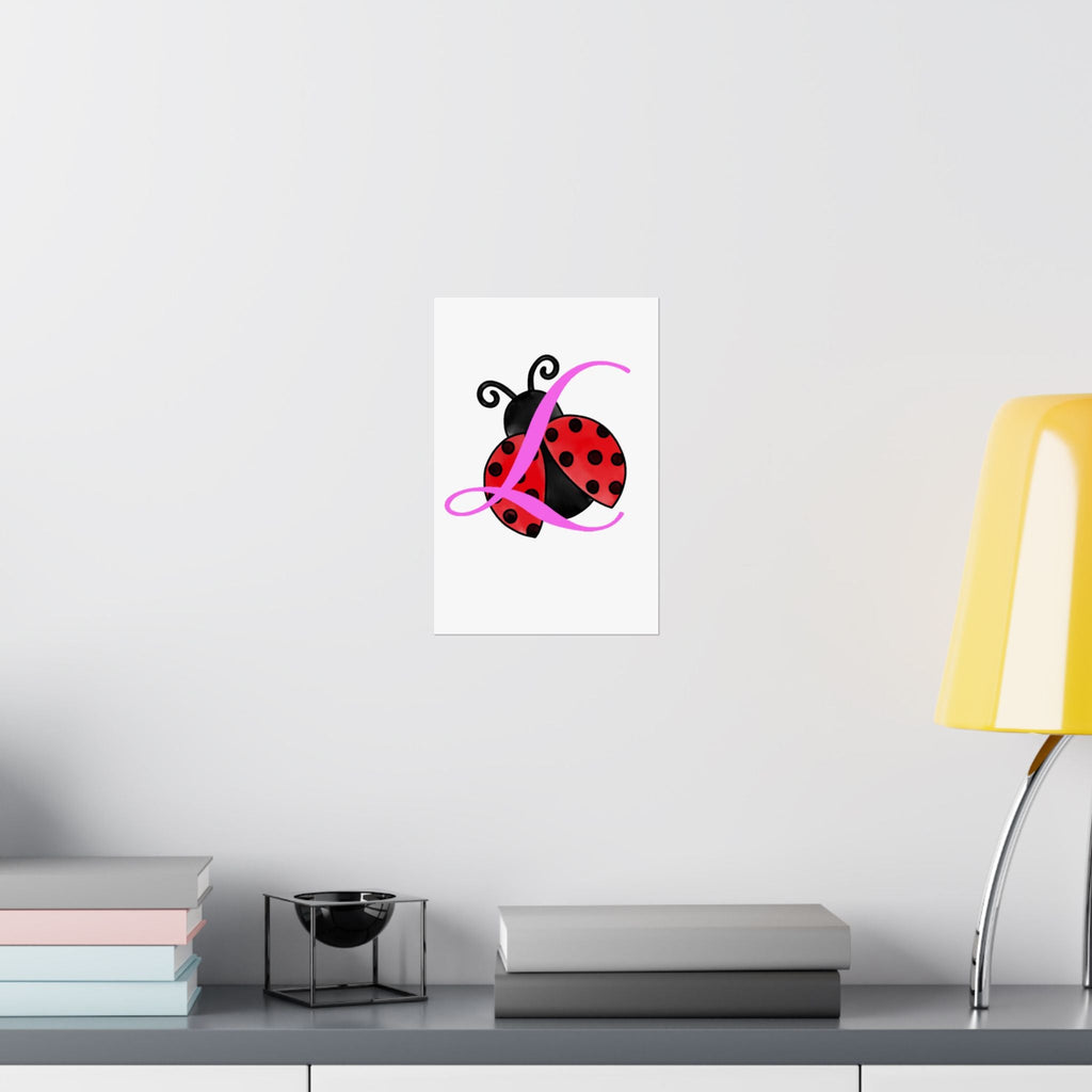 Ladybug Initial “L” Matte Poster — Cute Nursery Wall Art for Girls Printify Poster  314 Originals