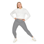 Grey Plus Size Leggings — Subtle Side Script Graphic, Comfortable Everyday Activewear - 314 Originals