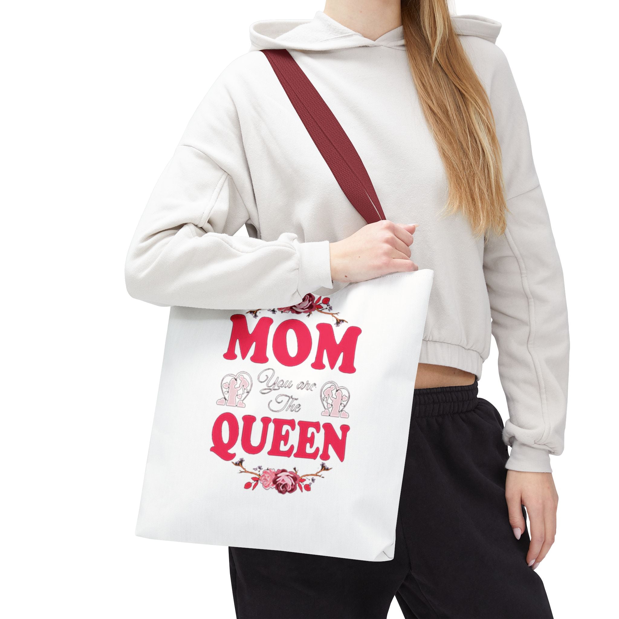 "Mom You're the Queen" Floral Mother's Day Tote Bag Printify Bags  314 Originals