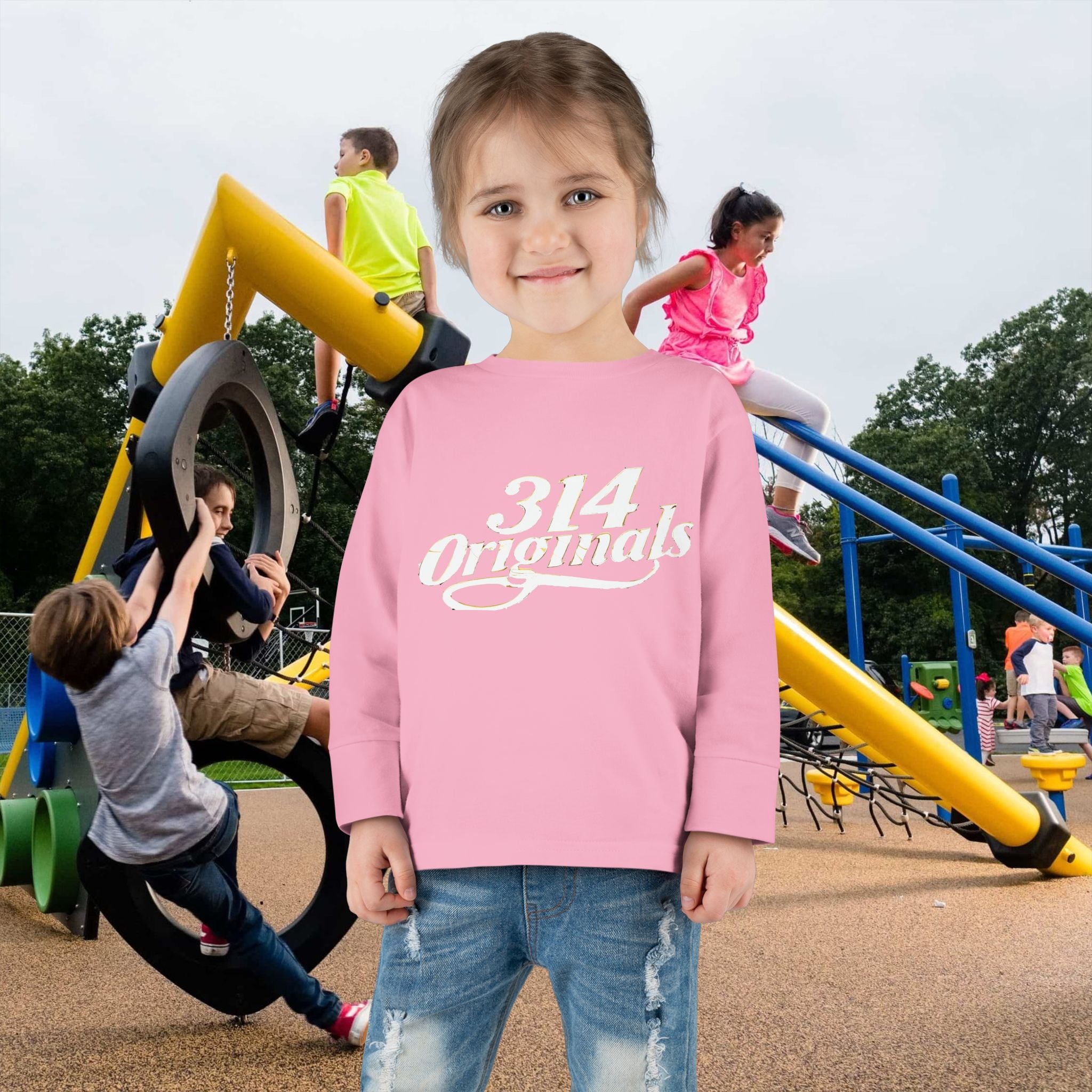 Toddler Long Sleeve Tee — "314 Originals" Retro Script Kids Shirt - 314 Originals