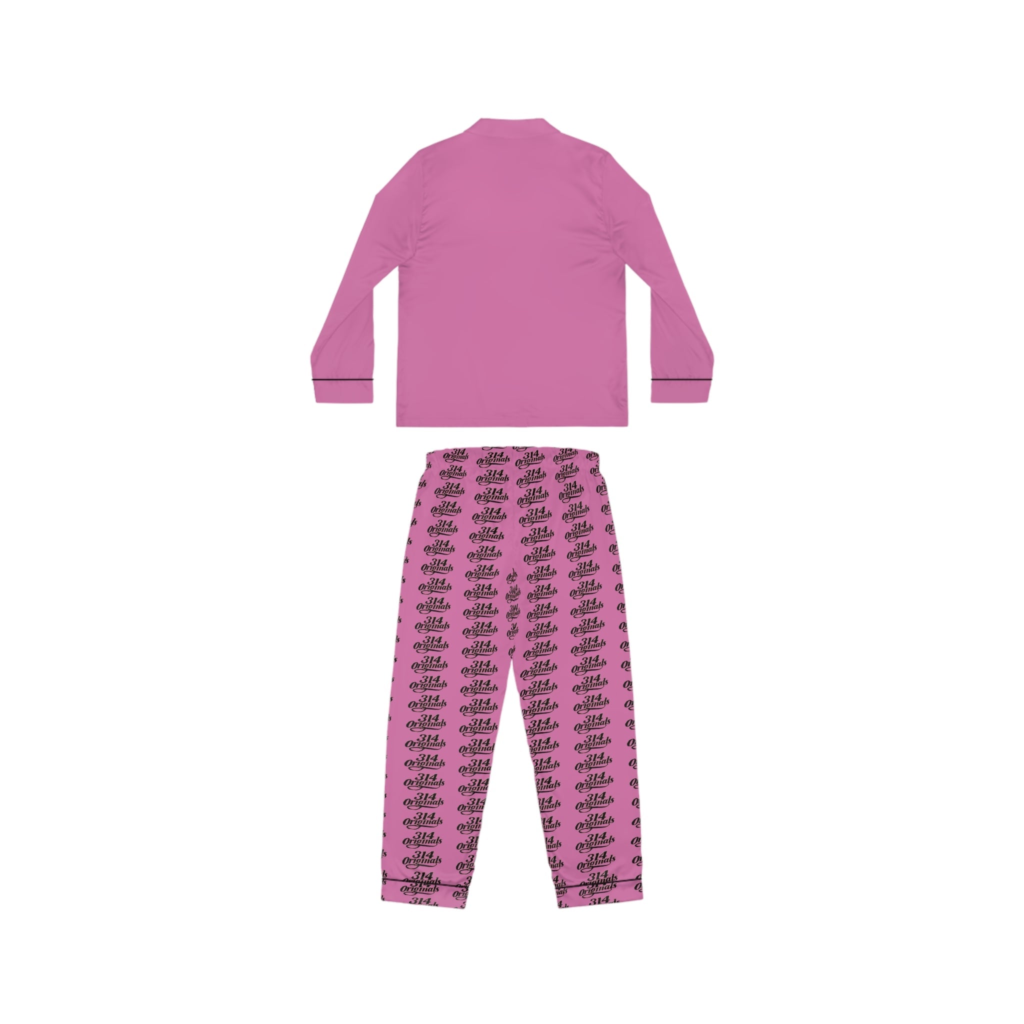Pink Satin Pajama Set – All-Over Crown Print Women's Sleepwear Printify All Over Prints  314 Originals