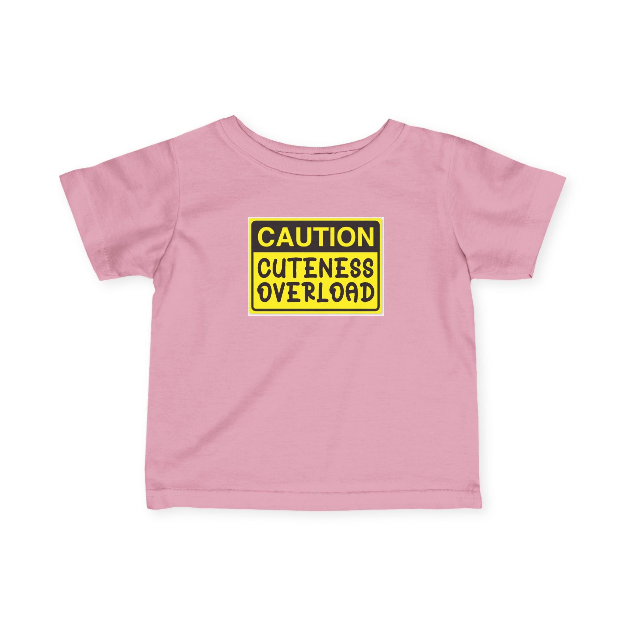 "Caution: Cuteness Overload" —  Baby T‑Shirt (Yellow Warning Sign) - 314 Originals