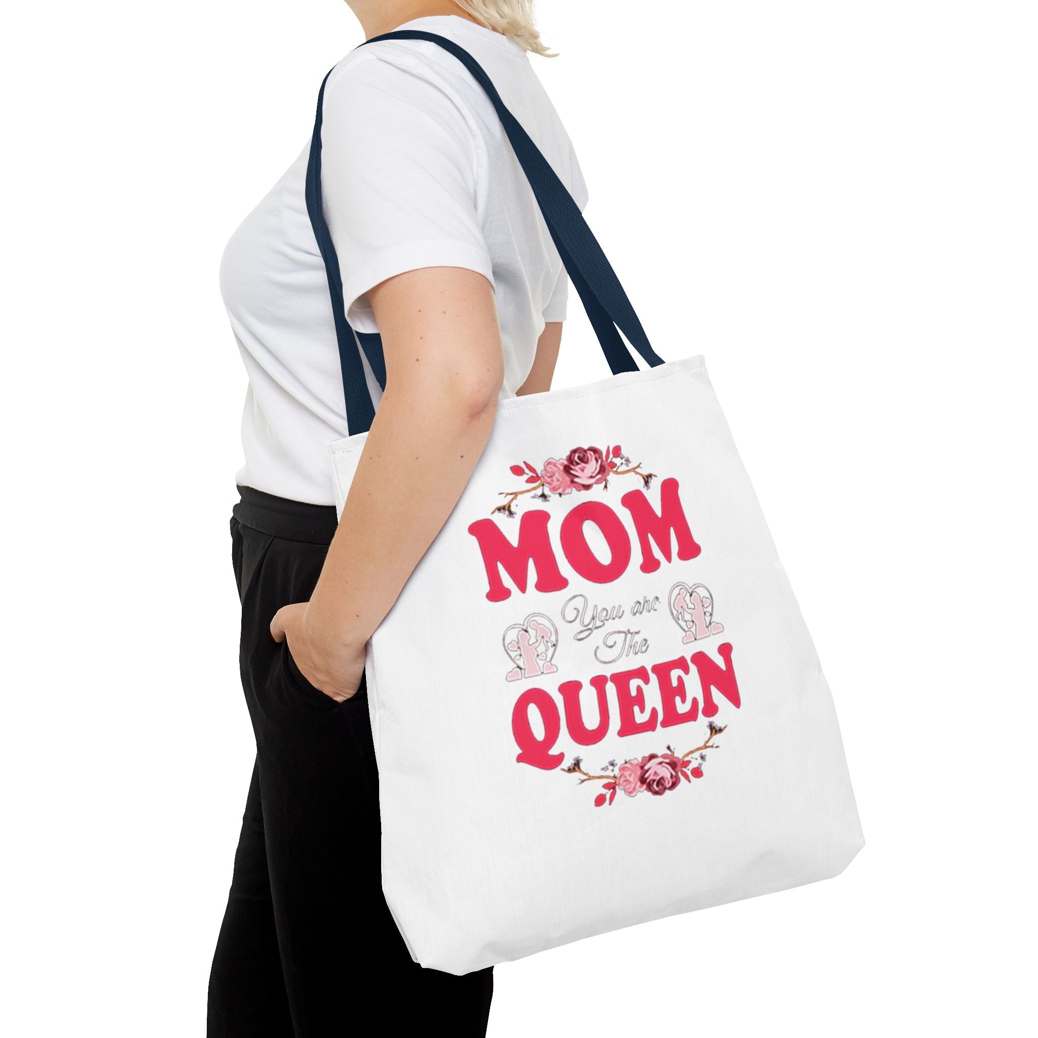 "Mom You're the Queen" Floral Mother's Day Tote Bag Printify Bags  314 Originals
