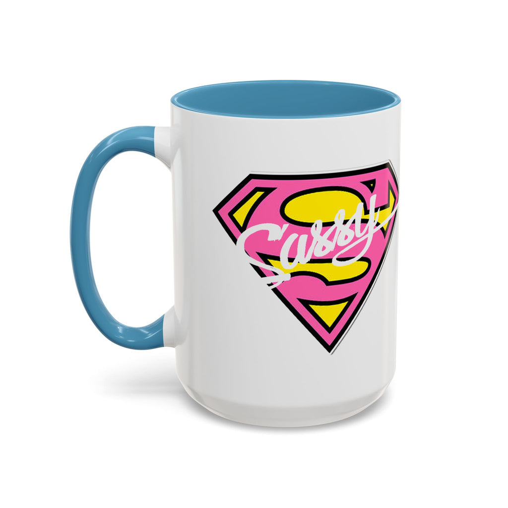Sassy Supergirl Accent Coffee Mug – Pink & Yellow Super S Logo (11/15oz) - 314 Originals