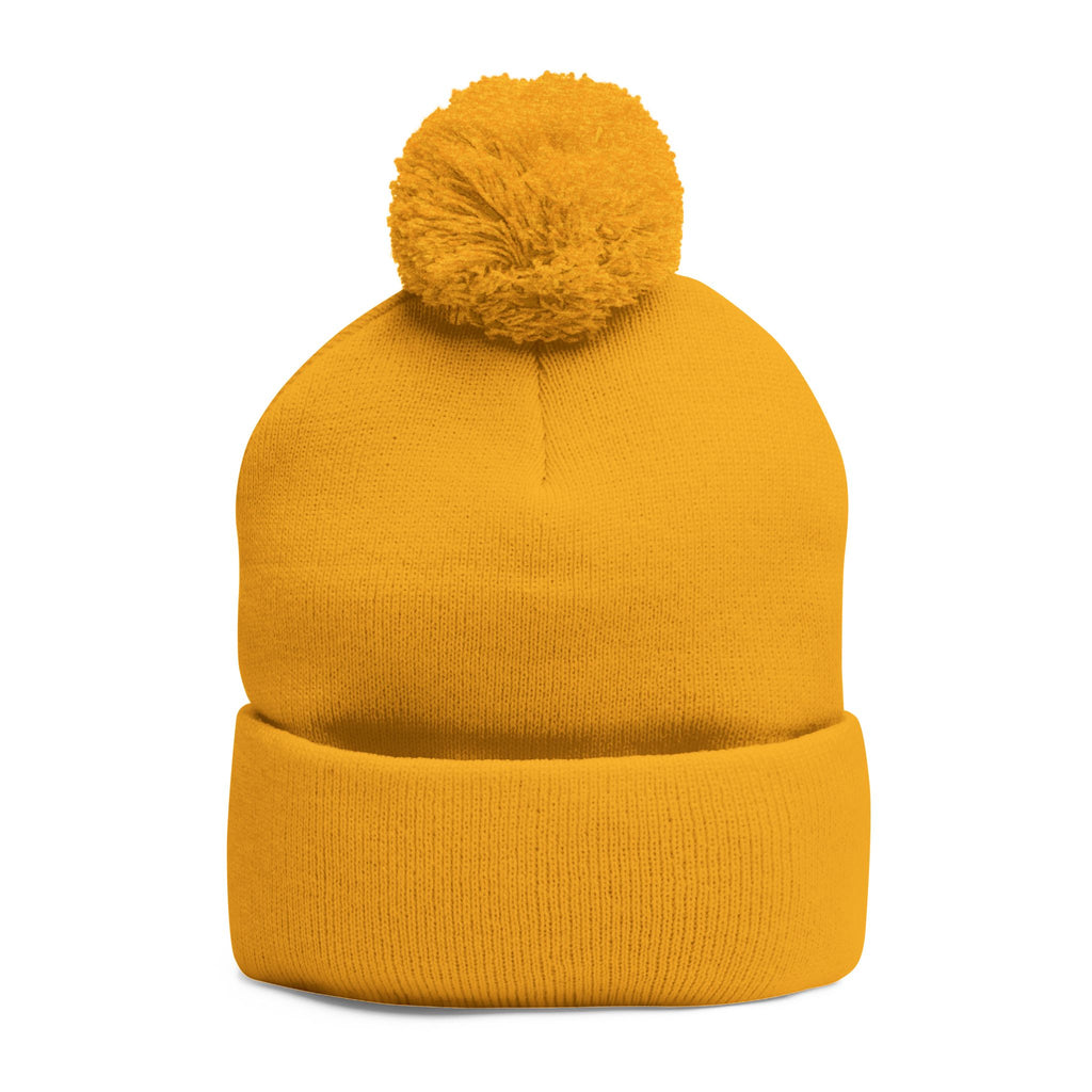 Embroidered Pom-Pom Knit Beanie – Cozy Winter Hat with Small Script Logo - 314 Originals