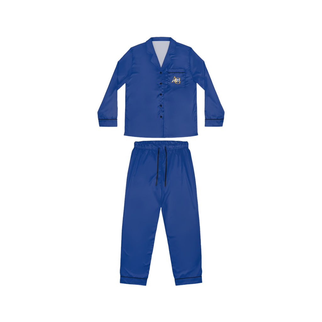 Women's Royal Blue Satin Pajama Set — Luxurious Sleepwear Printify All Over Prints  314 Originals