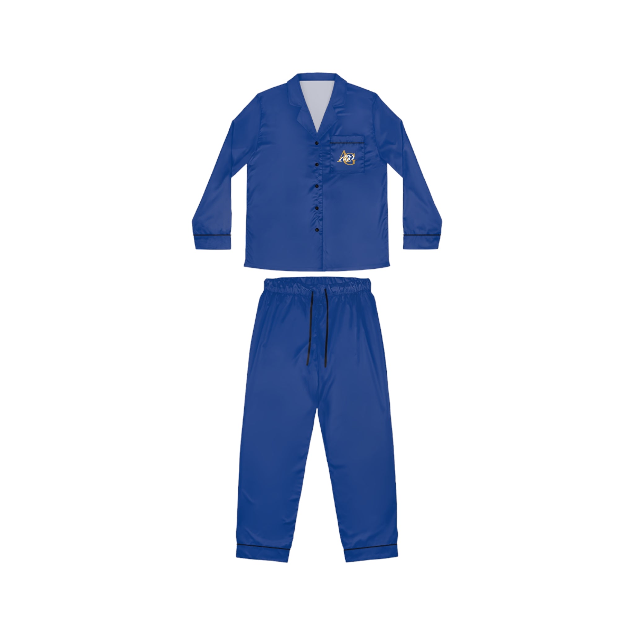 Women's Royal Blue Satin Pajama Set — Luxurious Sleepwear Printify All Over Prints  314 Originals
