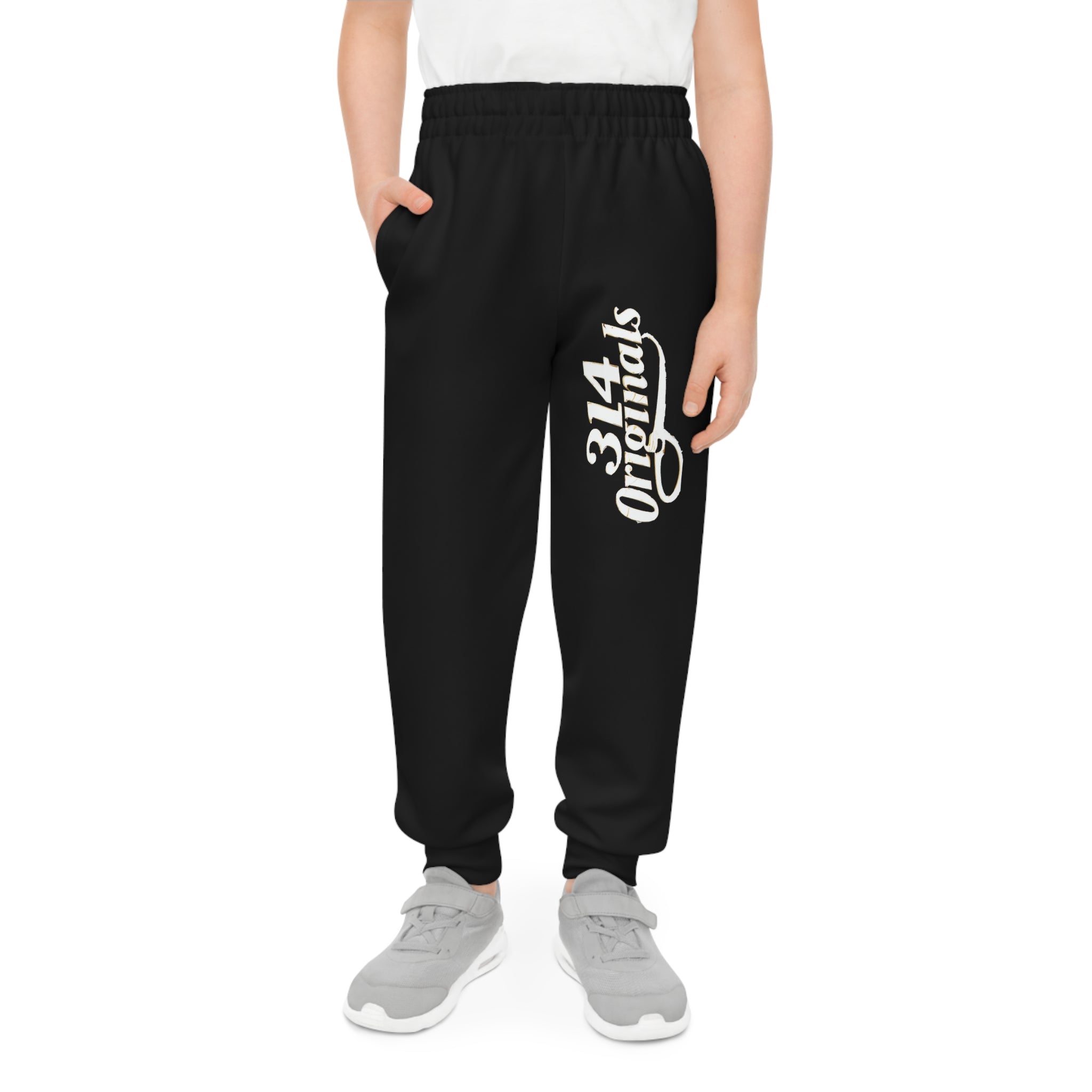 Black Youth Joggers with 314 Originals Side Graphic — Kids Athletic Sweatpants - 314 Originals