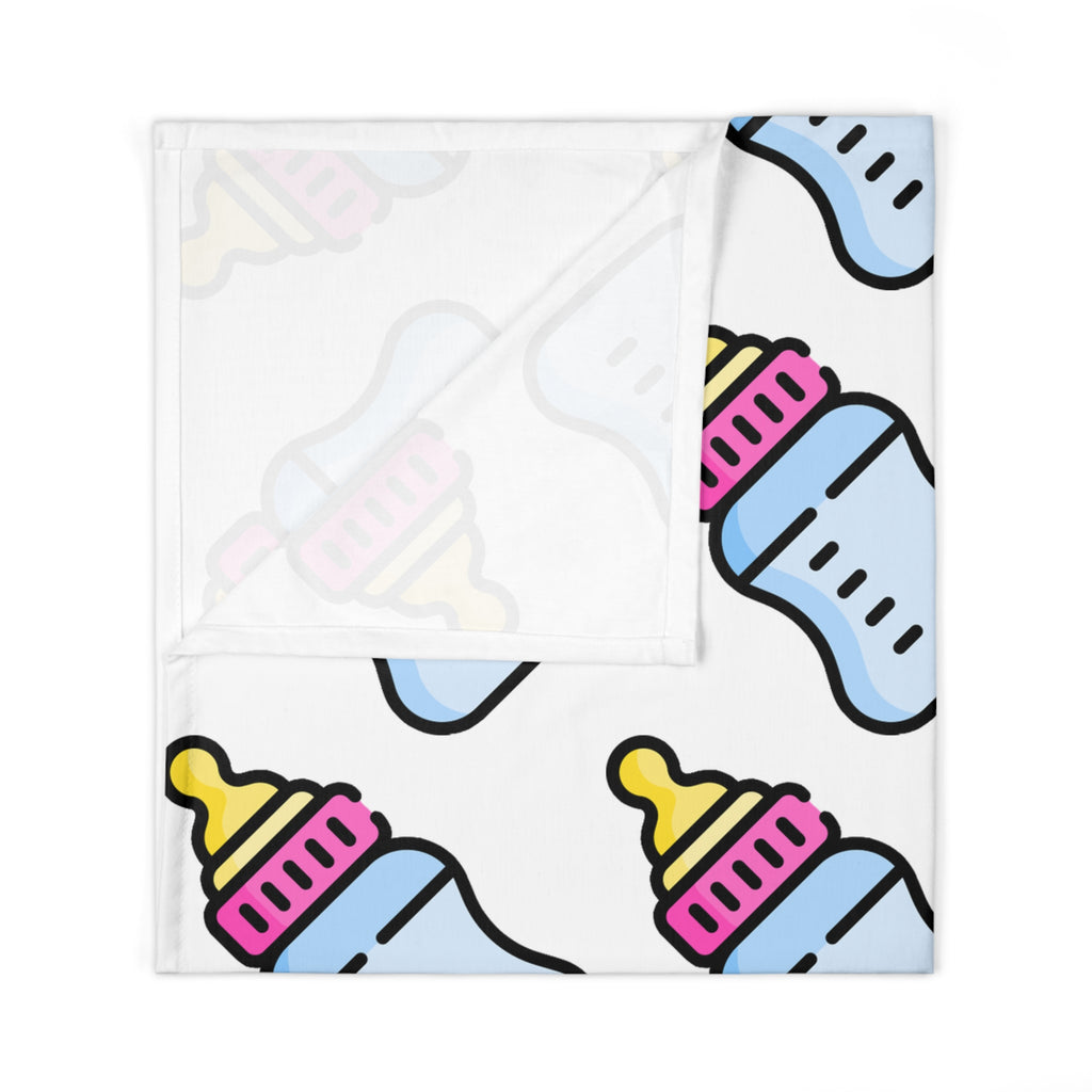 Patterned paper with baby bottle illustrations on a white background