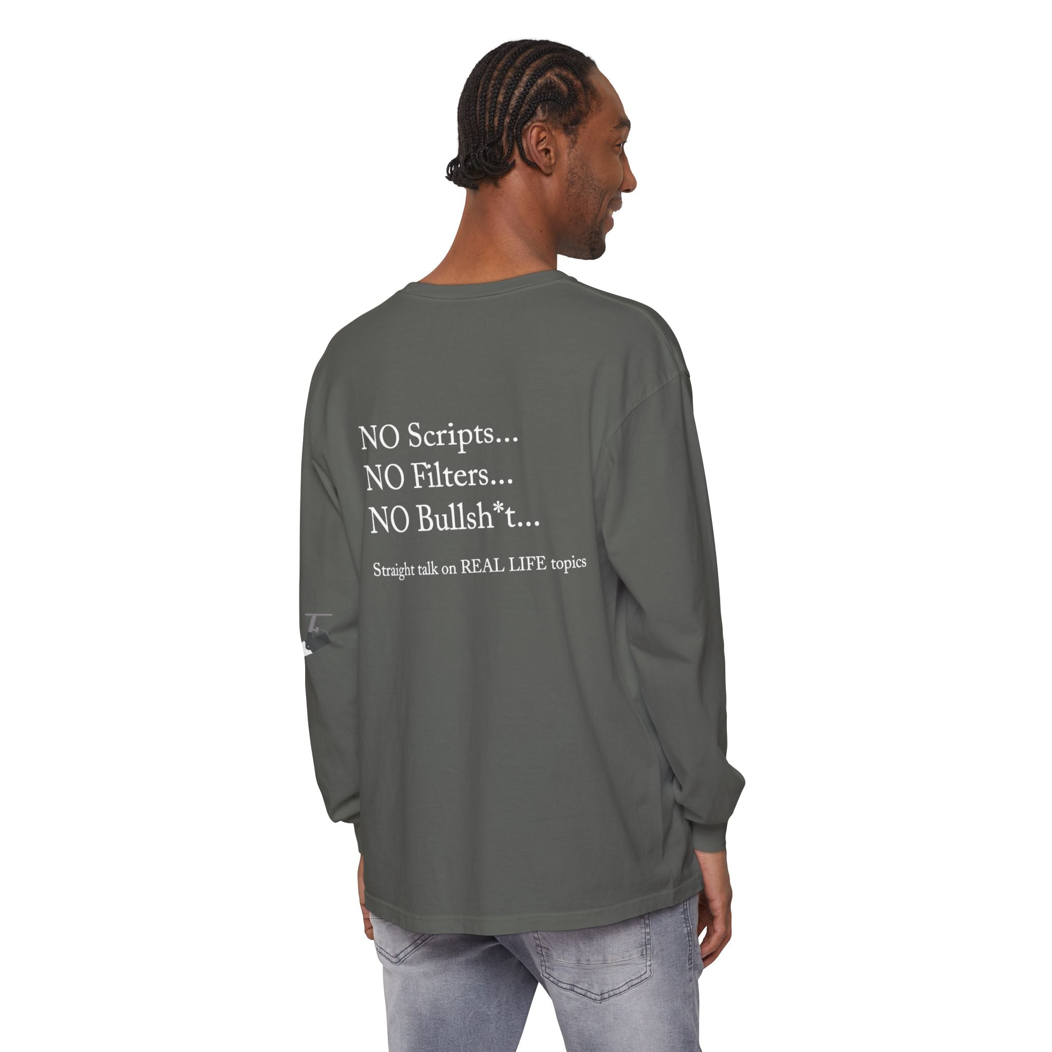 Tell It Like It Is Long Sleeve Tee — "No Scripts... No Filters... No Bullsh*t" Statement Shirt Printify Long-sleeve  314 Originals