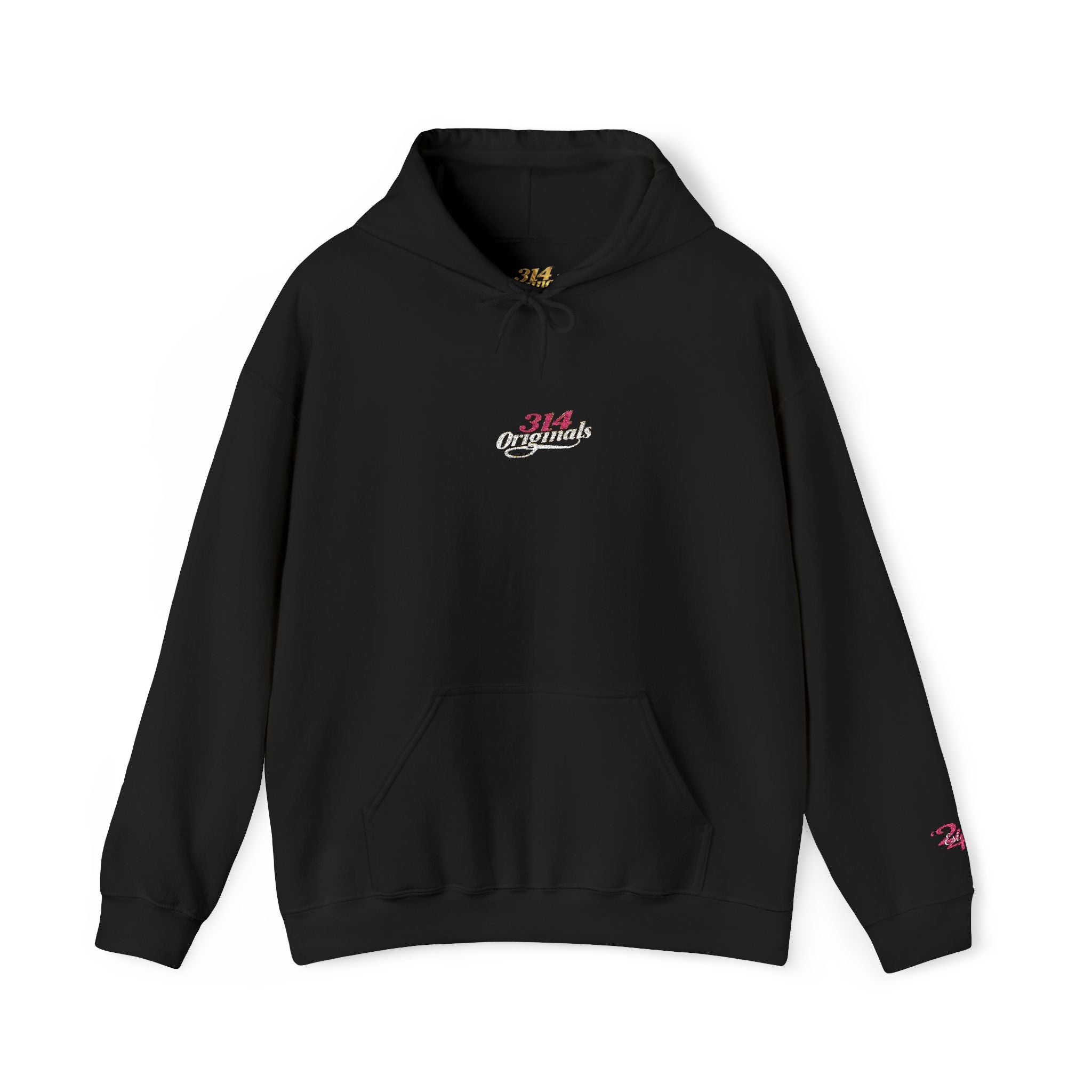 314 Ladies Hoodie — Pink Floral Chest Logo - 314 Originals