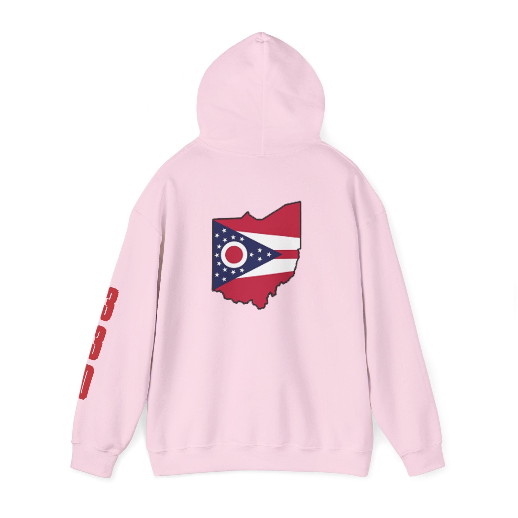 Ohio Flag Hoodie — State Outline with American Stars & Stripes Design - 314 Originals