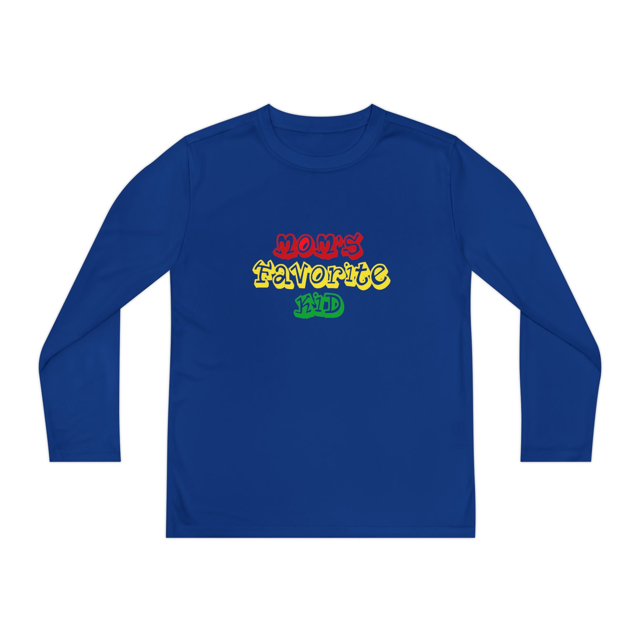 "Mom's Favorite Kid" Youth Long Sleeve Tee — Colorful Retro Graphic