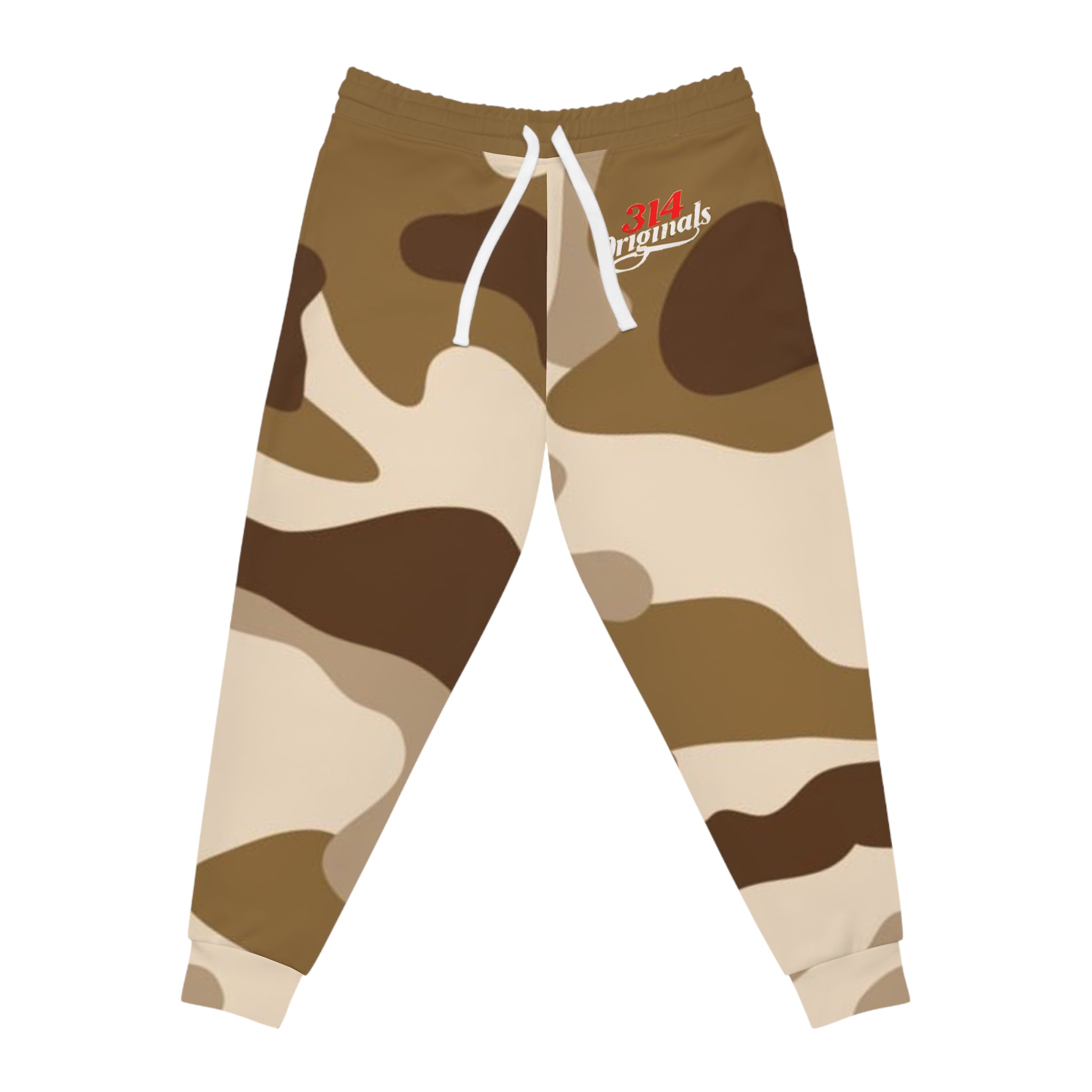 Brown Camo 314 Originals Athletic Joggers – Retro Script Logo Sweatpants