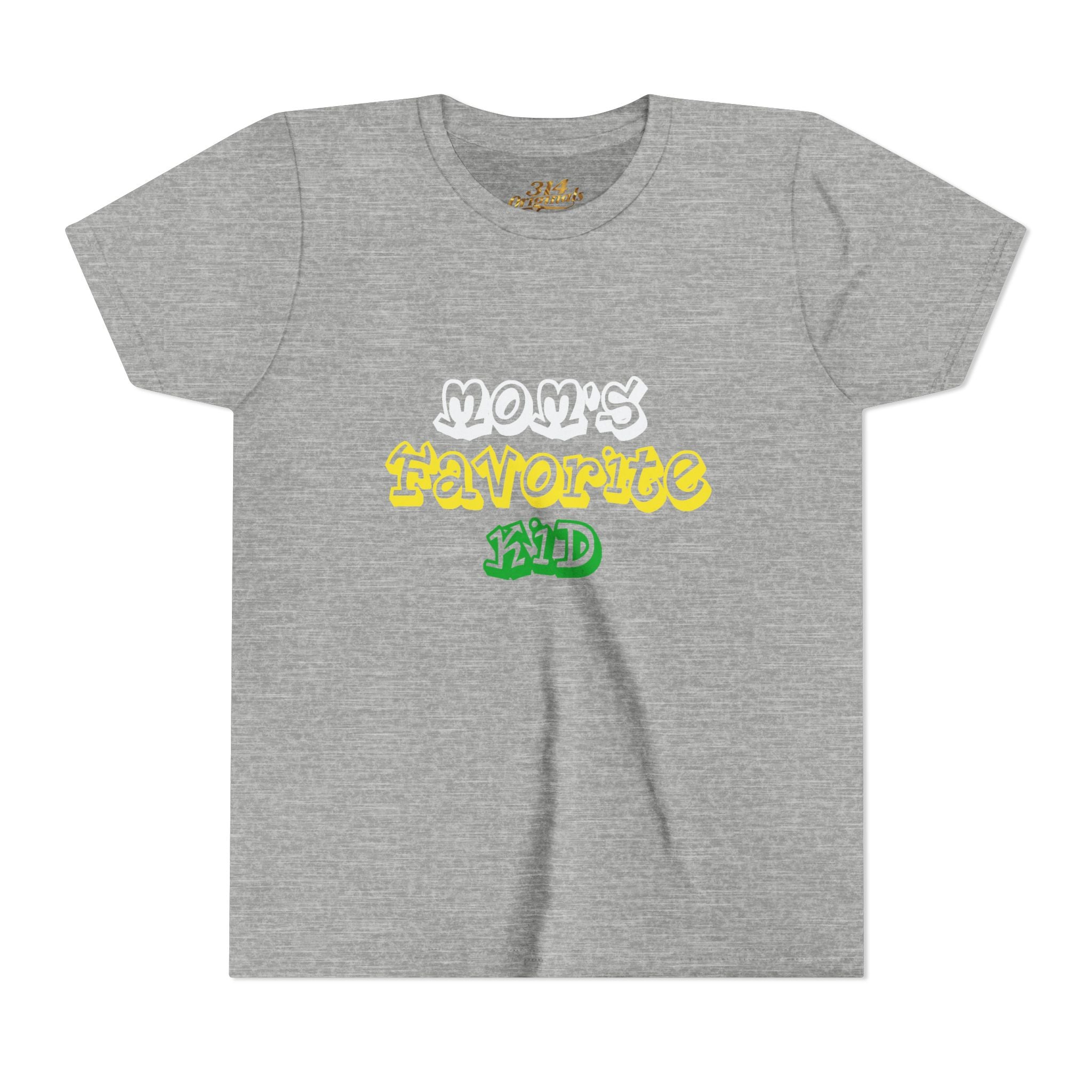 Girl's "Favorite Kid" Retro Yellow & Green Graphic T-Shirt