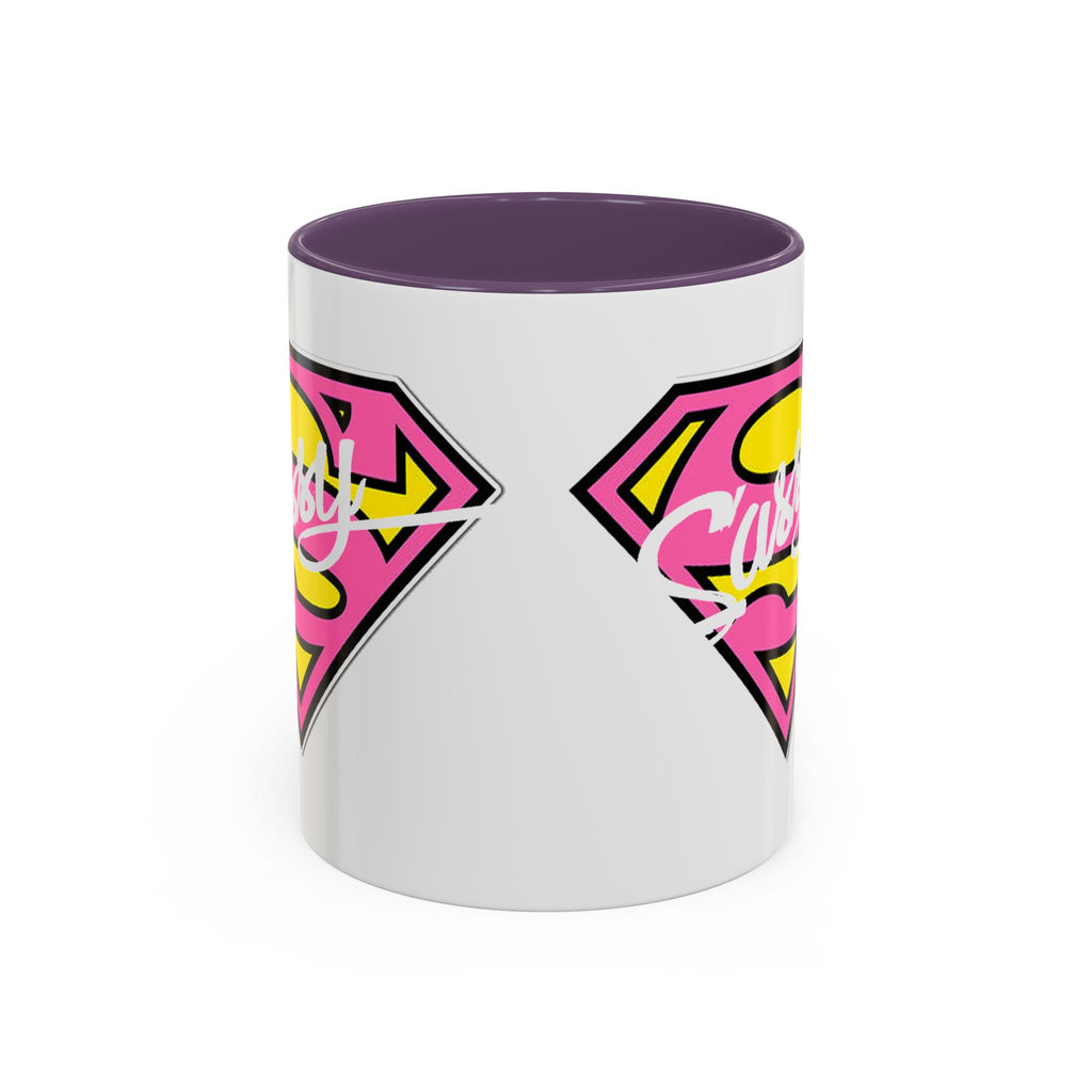 Sassy Supergirl Accent Coffee Mug – Pink & Yellow Super S Logo (11/15oz) - 314 Originals