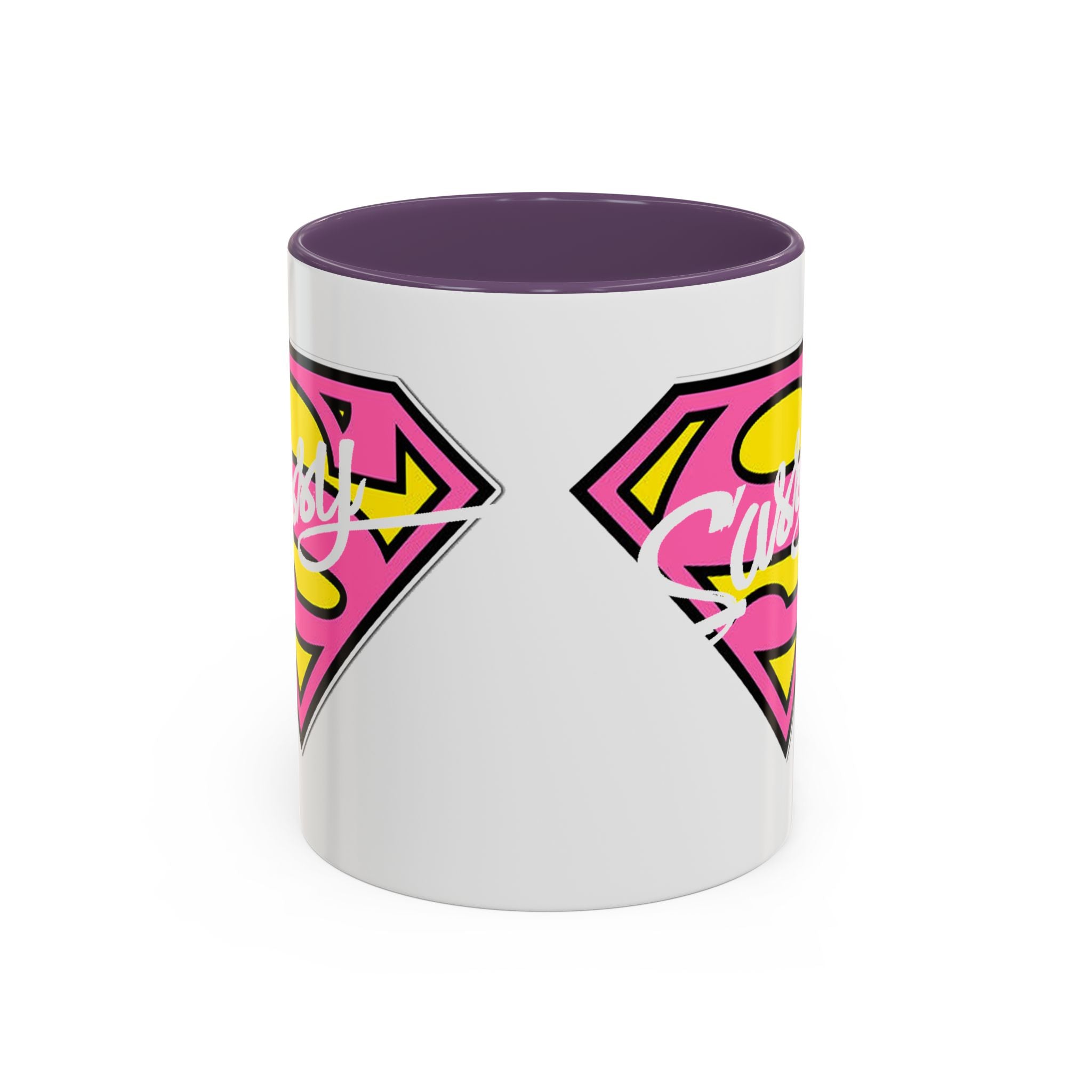 Sassy Supergirl Accent Coffee Mug – Pink & Yellow Super S Logo (11/15oz) - 314 Originals