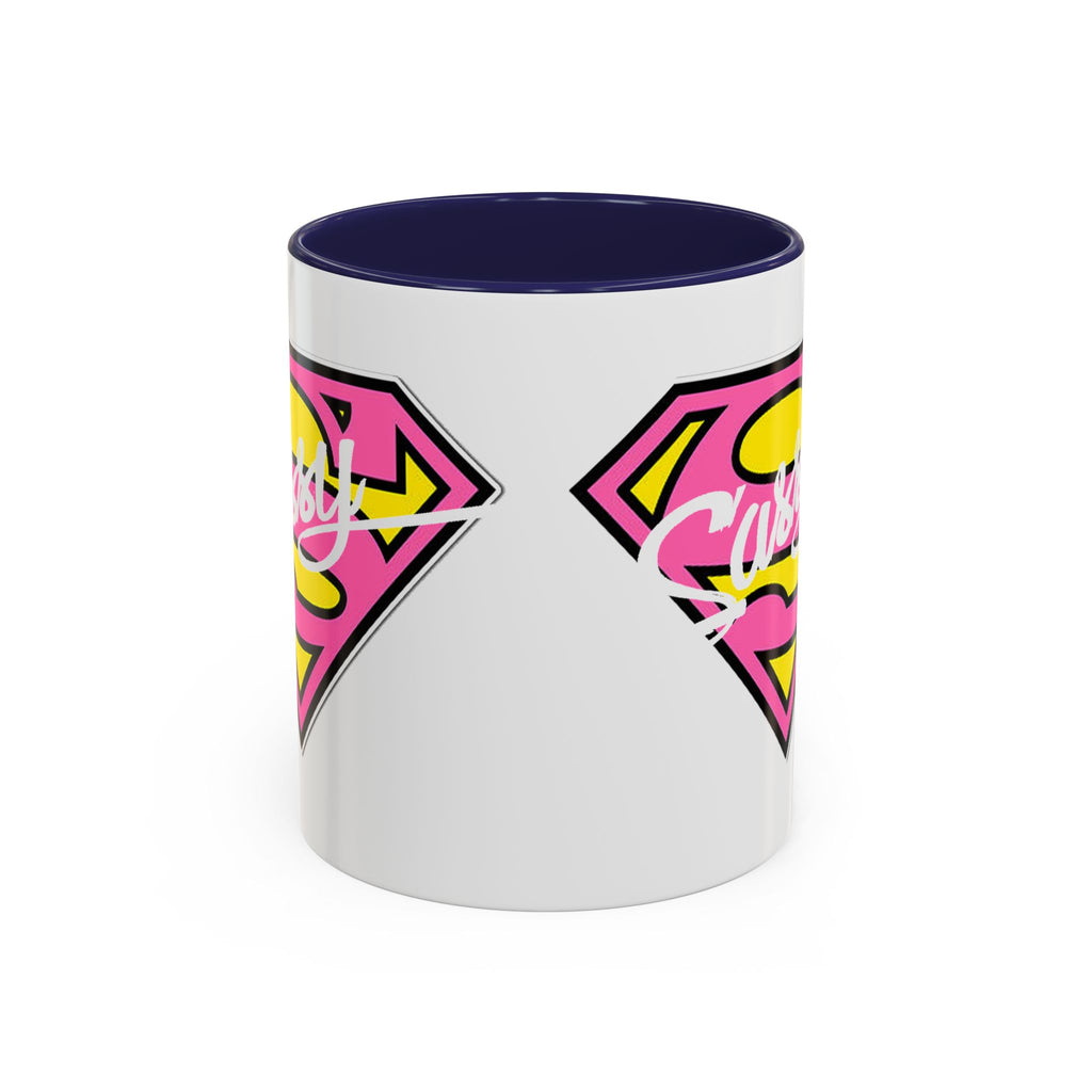 Sassy Supergirl Accent Coffee Mug – Pink & Yellow Super S Logo (11/15oz) - 314 Originals