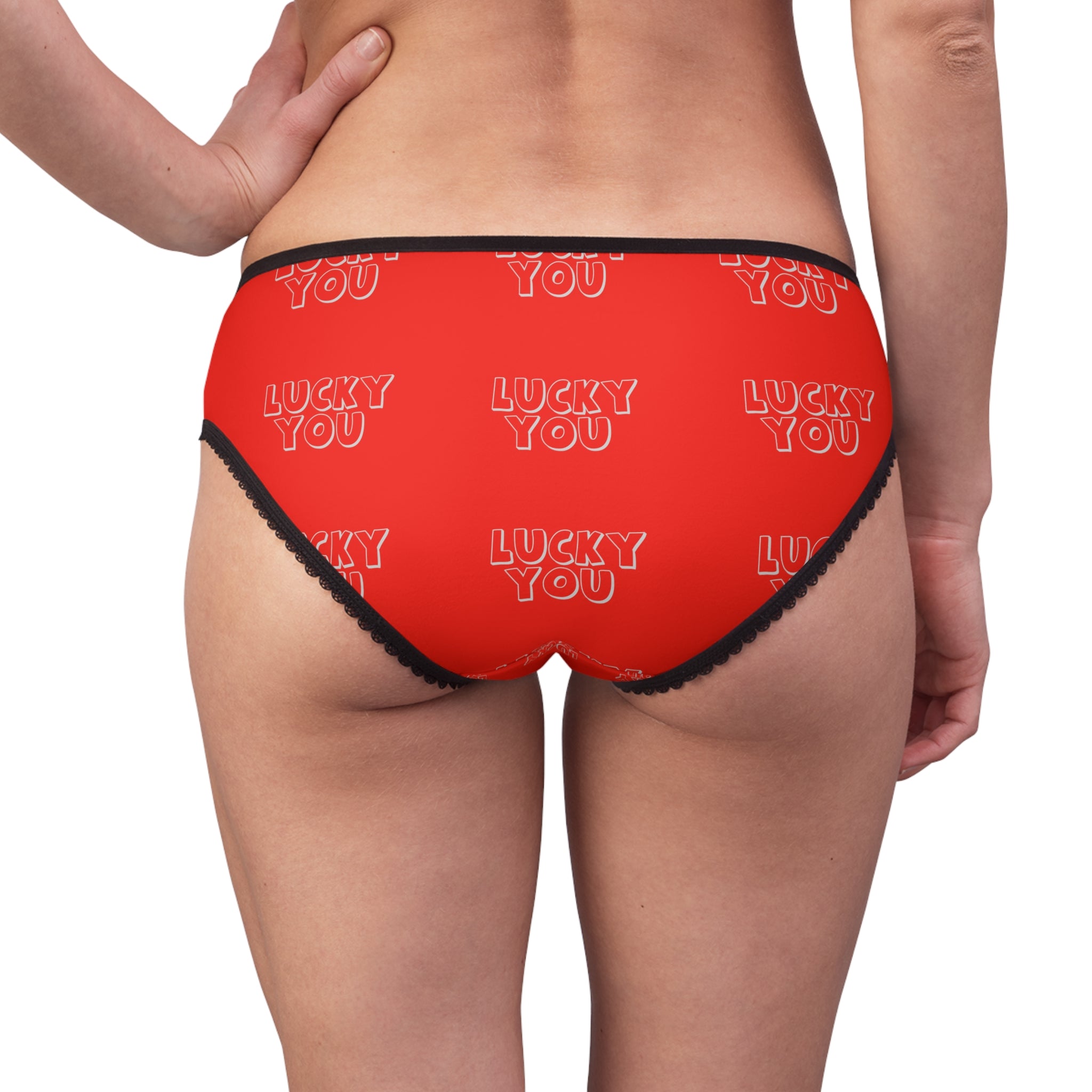 Lucky You Red Briefs — Women's Lace-Trim Underwear