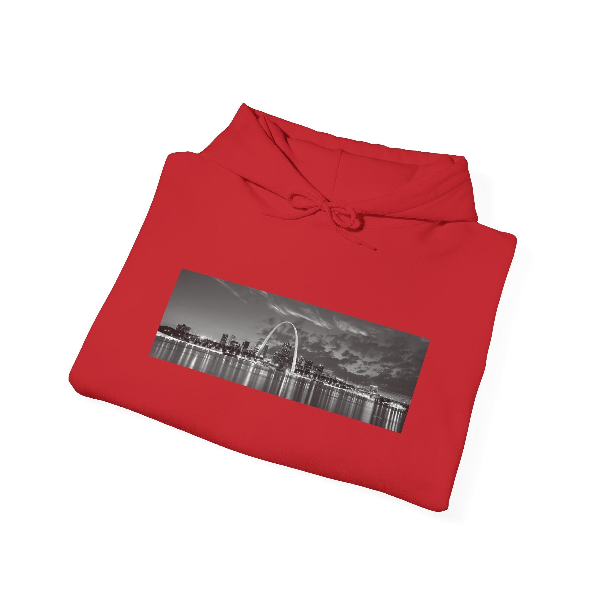 City Skyline Hoodie — Black & White Waterfront Panorama Pullover Printify Hoodie  314 Originals
