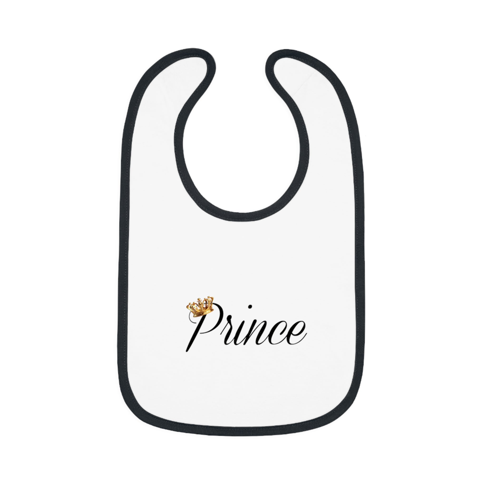 Prince Baby Bib — White Contrast Trim Jersey Bib with Crown Script - 314 Originals
