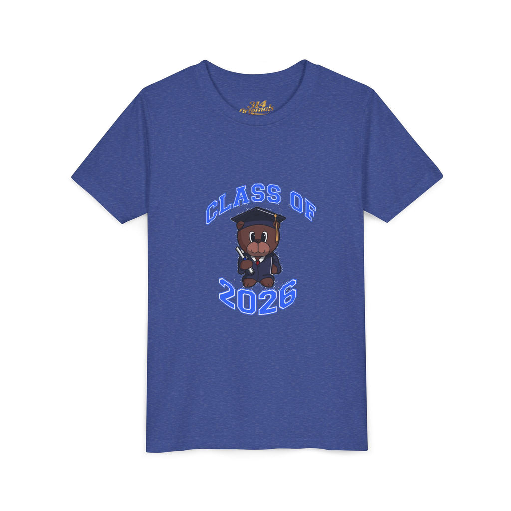 Class of 2026 Kids Graduation T‑Shirt — Cute Graduate Bear Youth Tee