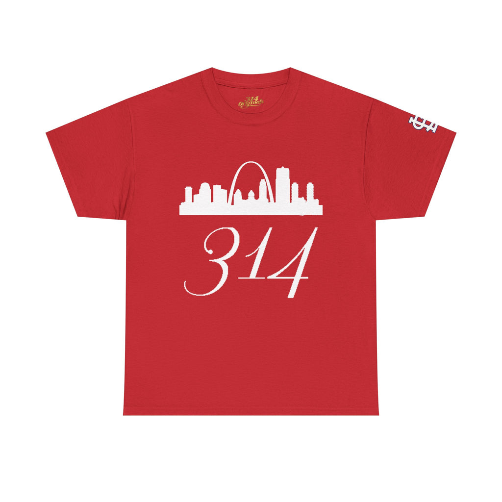 St. Louis 314 Skyline Tee — Red Gateway Arch City Number T-Shirt - 314 Originals