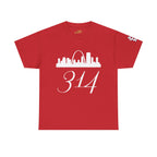 St. Louis 314 Skyline Tee — Red Gateway Arch City Number T-Shirt - 314 Originals