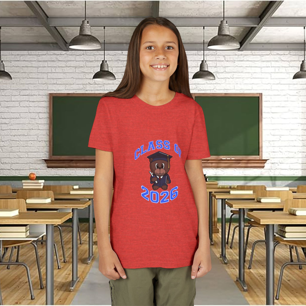 Class of 2026 Kids Graduation T‑Shirt — Cute Graduate Bear Youth Tee