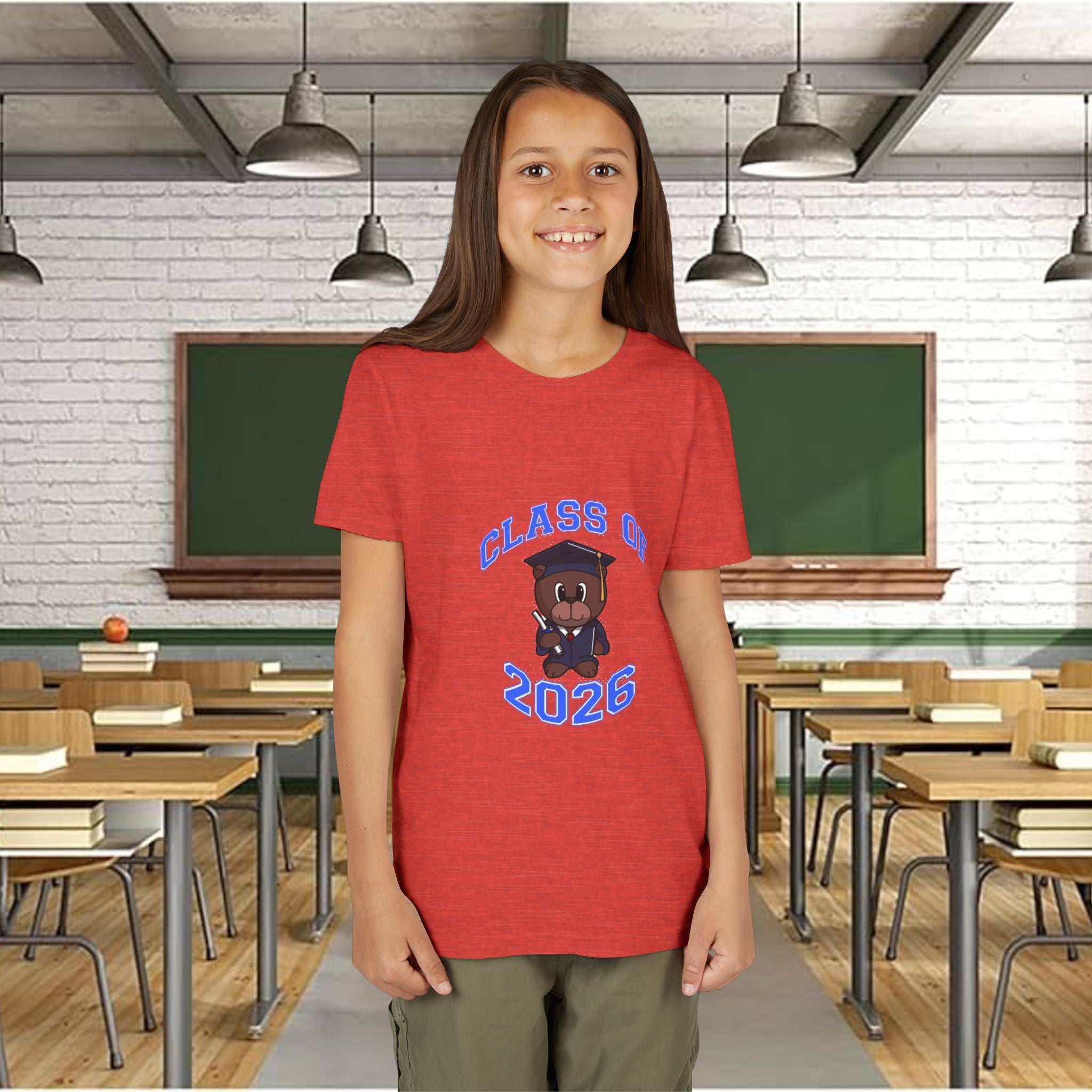 Class of 2026 Kids Graduation T‑Shirt — Cute Graduate Bear Youth Tee