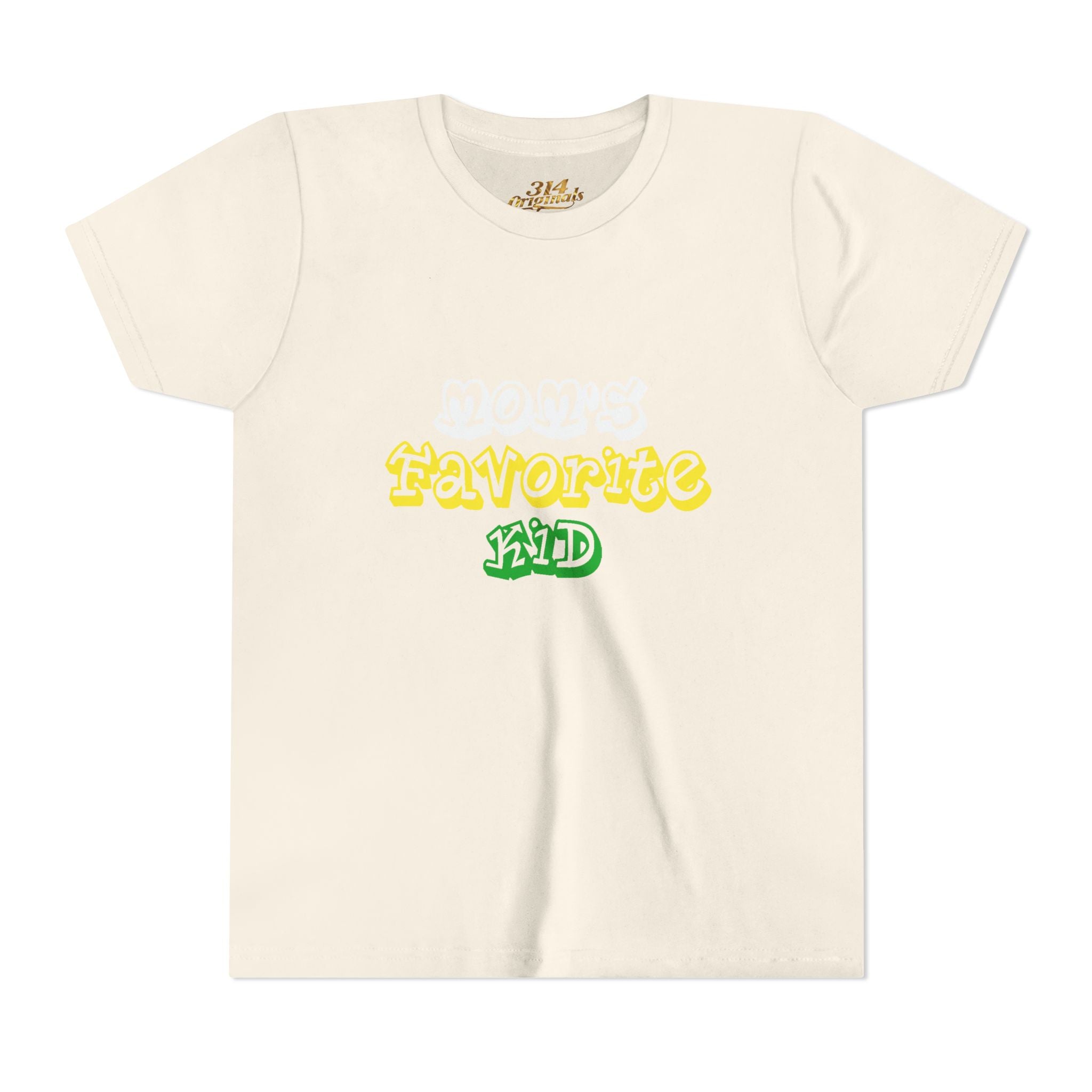 Girl's "Favorite Kid" Retro Yellow & Green Graphic T-Shirt