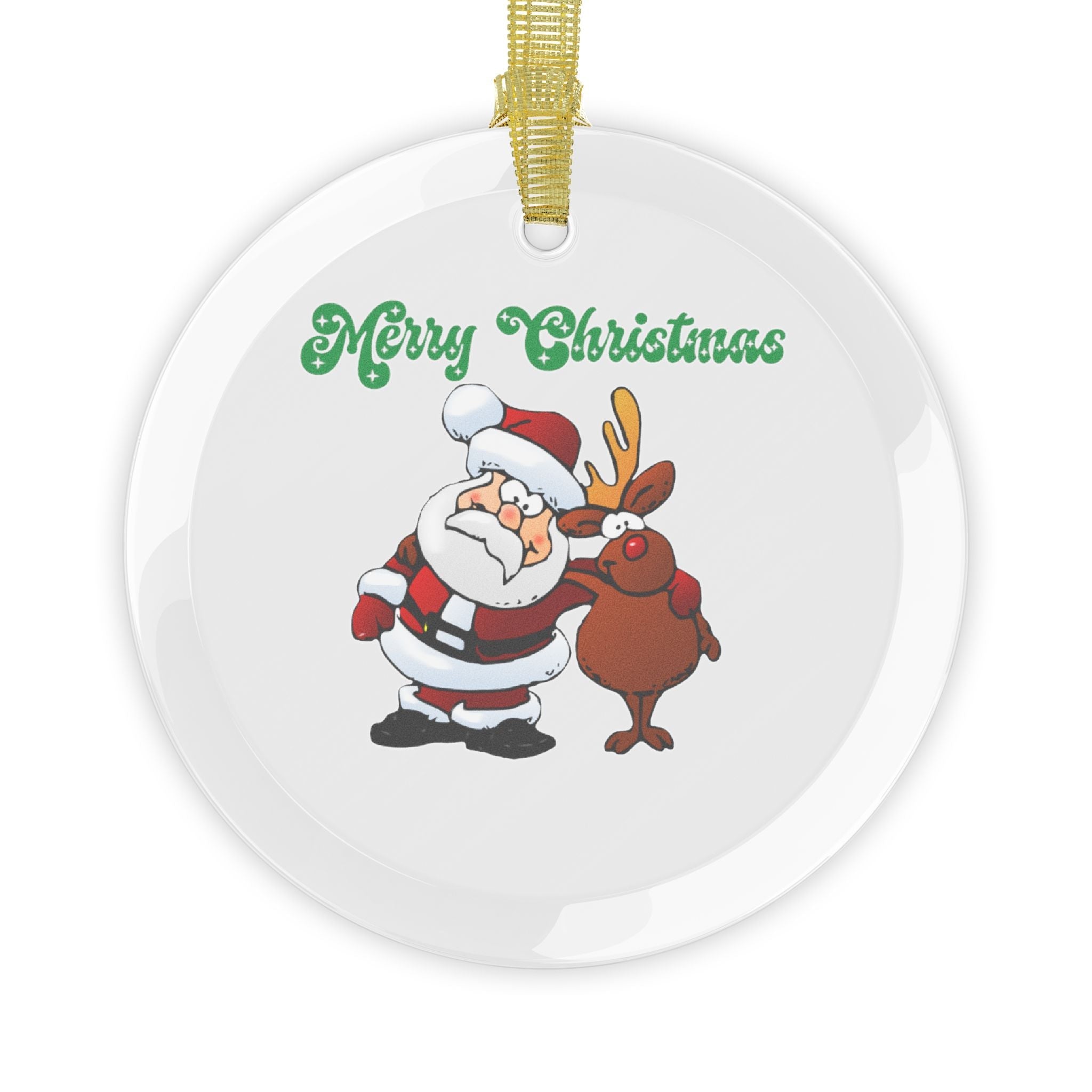 'Merry Christmas' Glass Ornaments Printify Home Decor  314 Originals