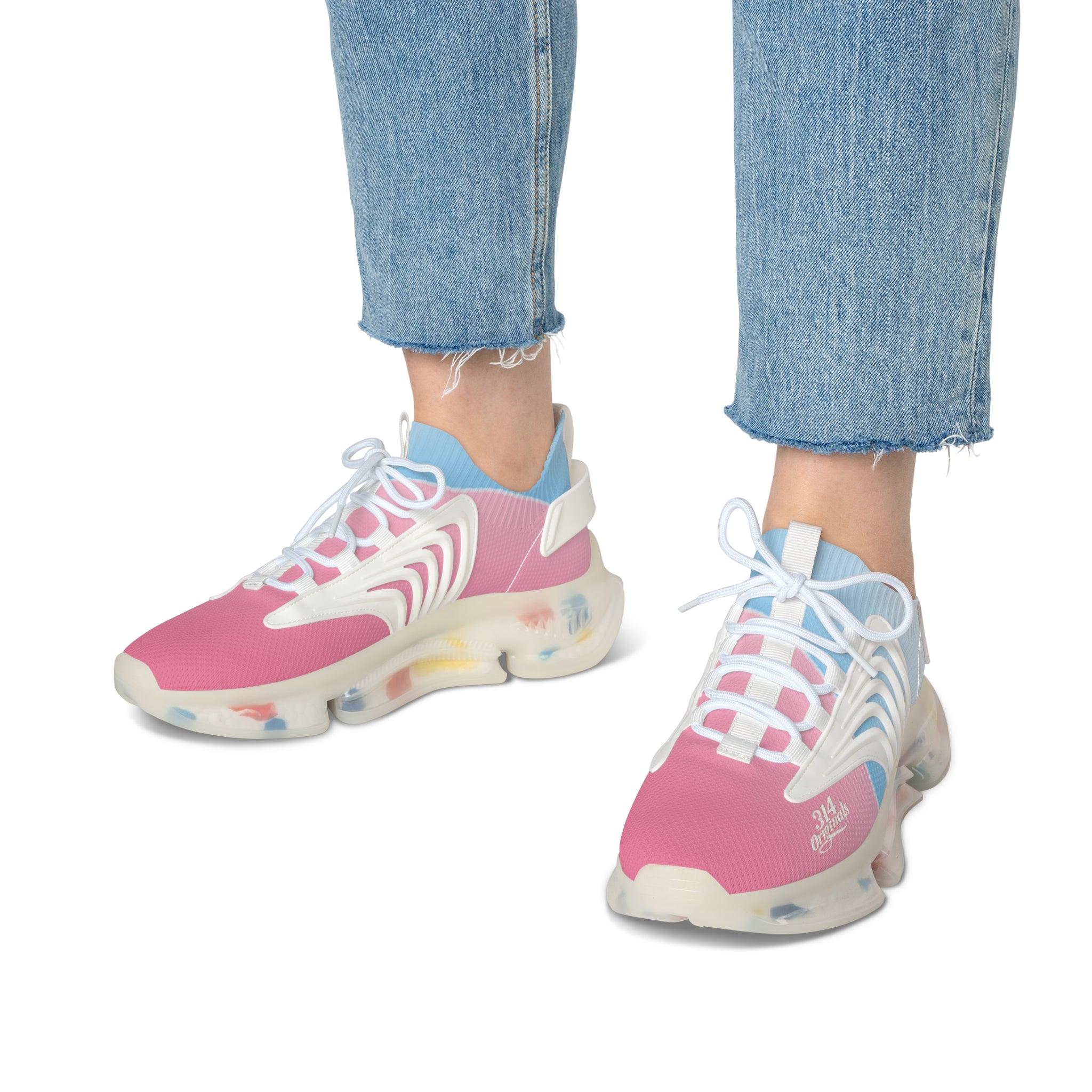 Women's Mesh Sneakers — Pastel Pink & Blue Lightweight Athletic Shoes - 314 Originals