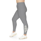 Grey Plus Size Leggings — Subtle Side Script Graphic, Comfortable Everyday Activewear - 314 Originals