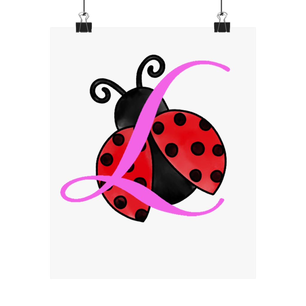 Ladybug Initial “L” Matte Poster — Cute Nursery Wall Art for Girls Printify Poster  314 Originals