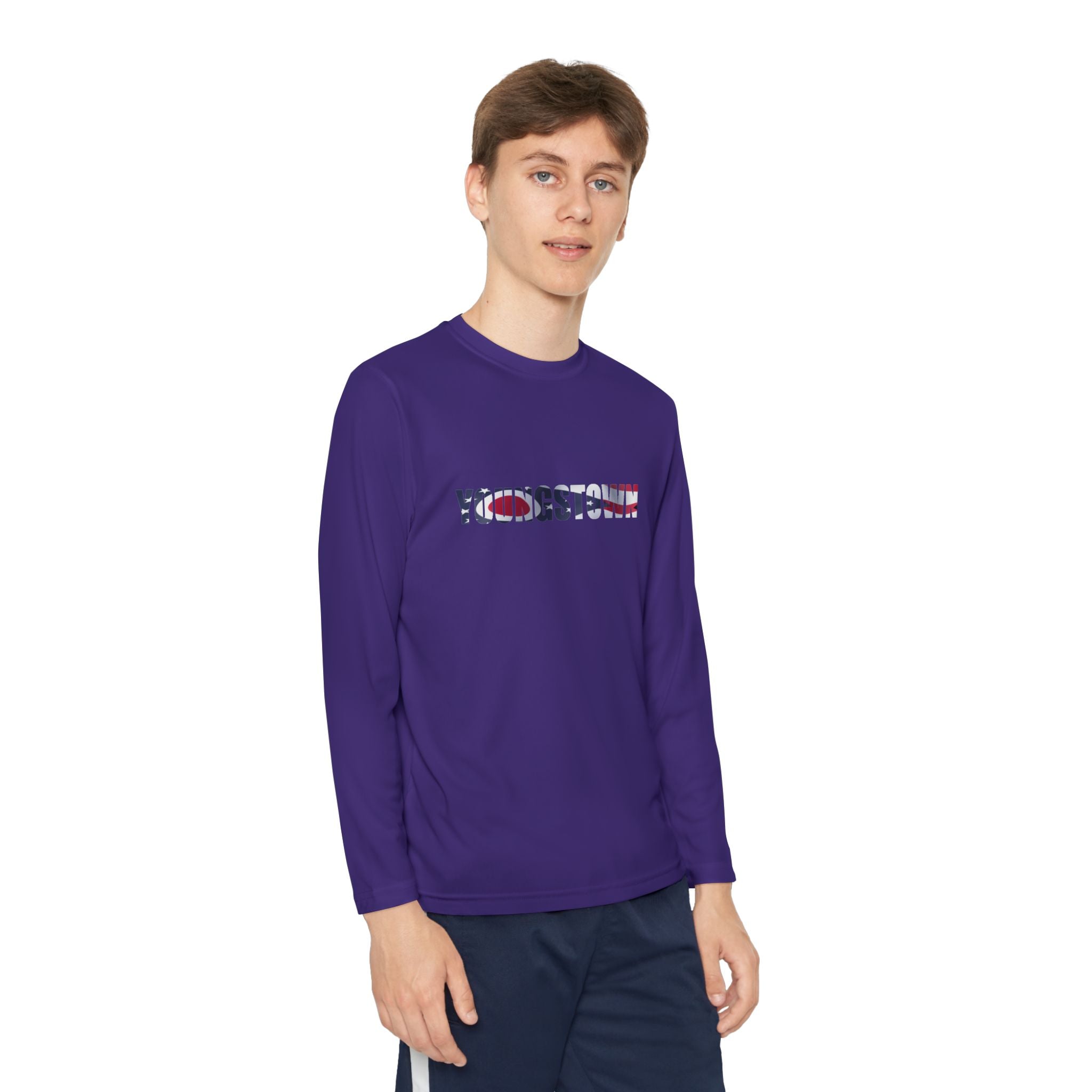 Ohio Flag Youth Long Sleeve Tee — Youngstown Text Graphic - 314 Originals