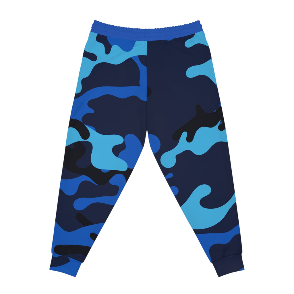 Blue Camo 314 Originals Athletic Joggers – Retro Script Logo Sweatpants