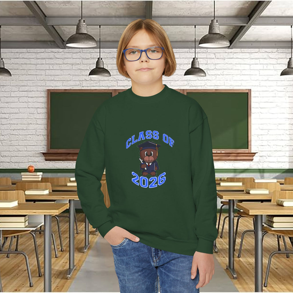 Class of 2026 Youth Crewneck Sweatshirt – Graduation Bear Design