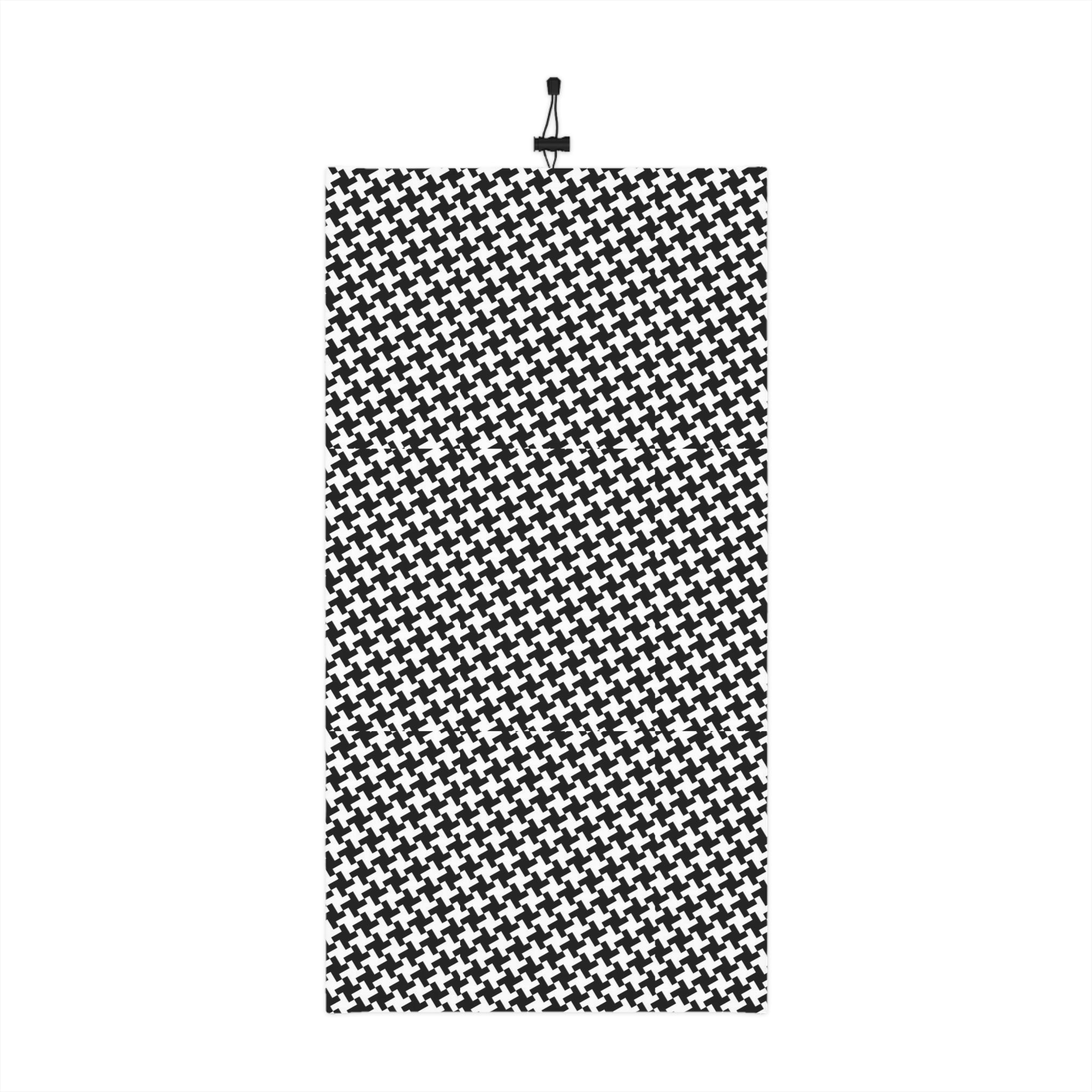 Houndstooth Winter Neck Gaiter with Drawstring — Cozy Black & White Face Scarf - 314 Originals
