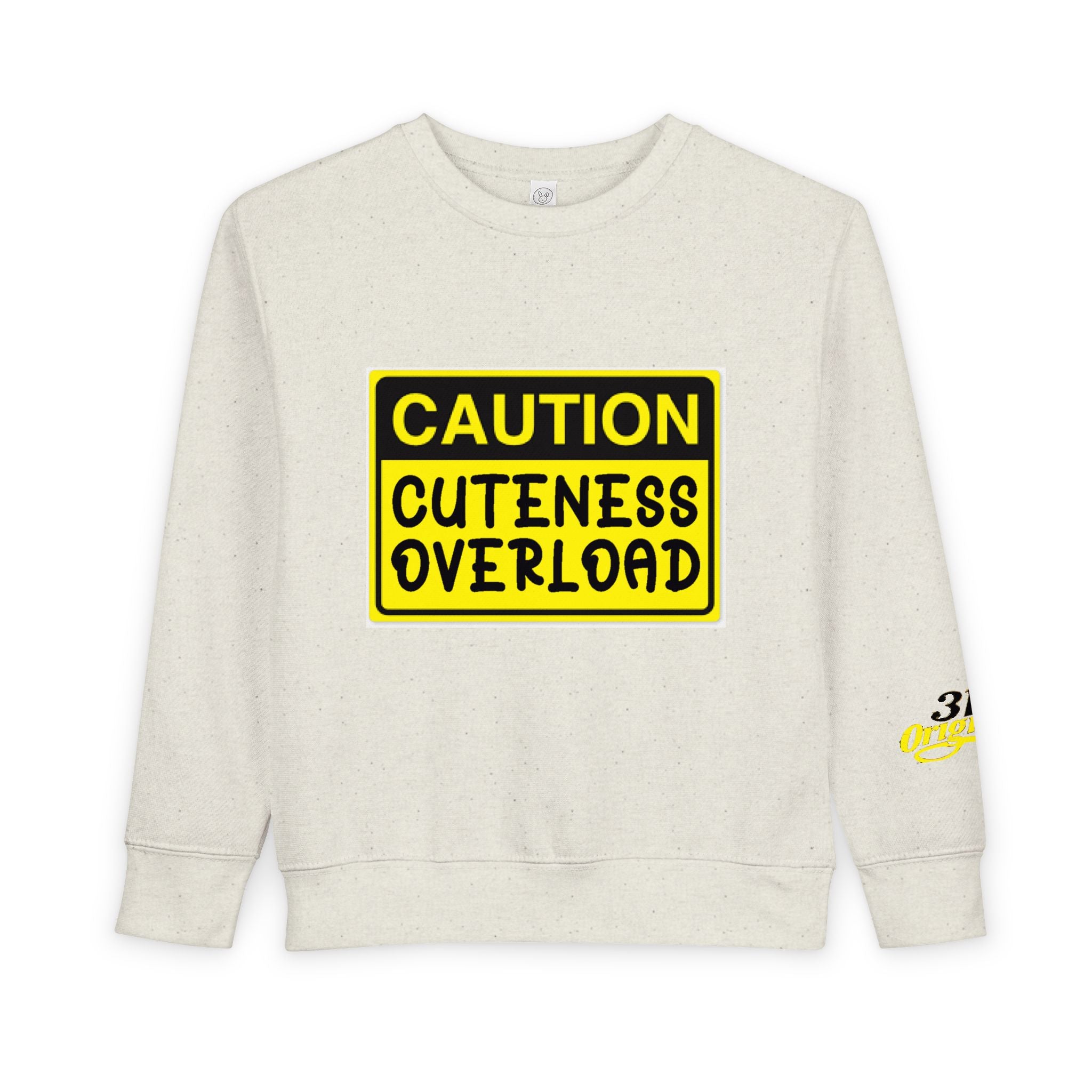 "Caution: Cuteness Overload" Kids Crewneck Toddler Sweatshirt