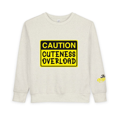 "Caution: Cuteness Overload" Kids Crewneck Toddler Sweatshirt - 314 Originals