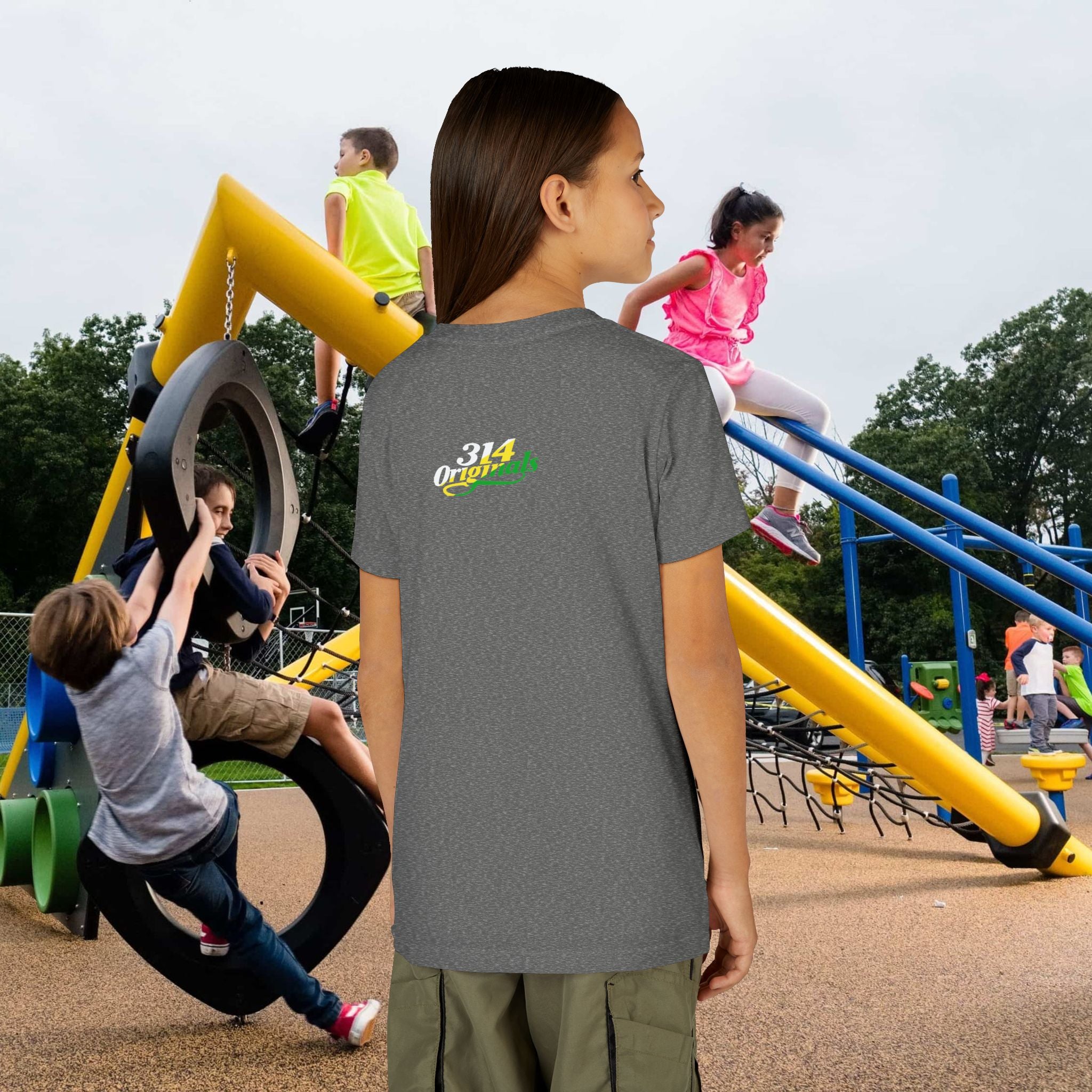 Girl's "Favorite Kid" Retro Yellow & Green Graphic T-Shirt