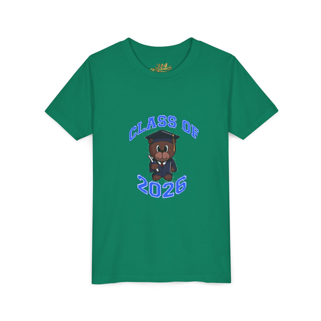 Class of 2026 Kids Graduation T‑Shirt — Cute Graduate Bear Youth Tee