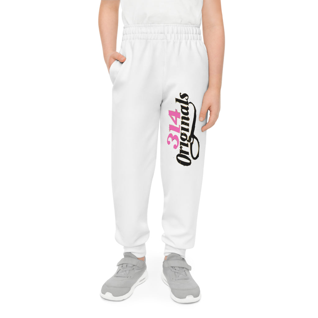 Girl's Joggers — '314 Originals' Graphic Sweatpants (White) - 314 Originals