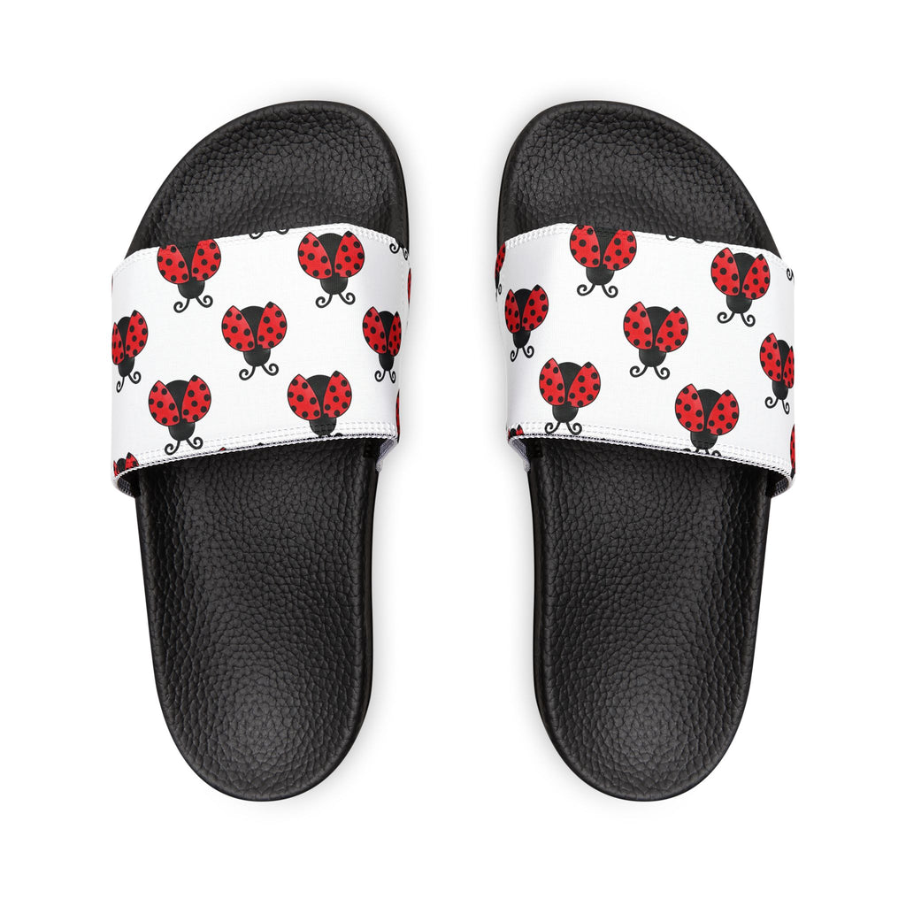 Youth Ladybug Slide Sandals — Removable Strap Cute Red Ladybug Pattern - 314 Originals