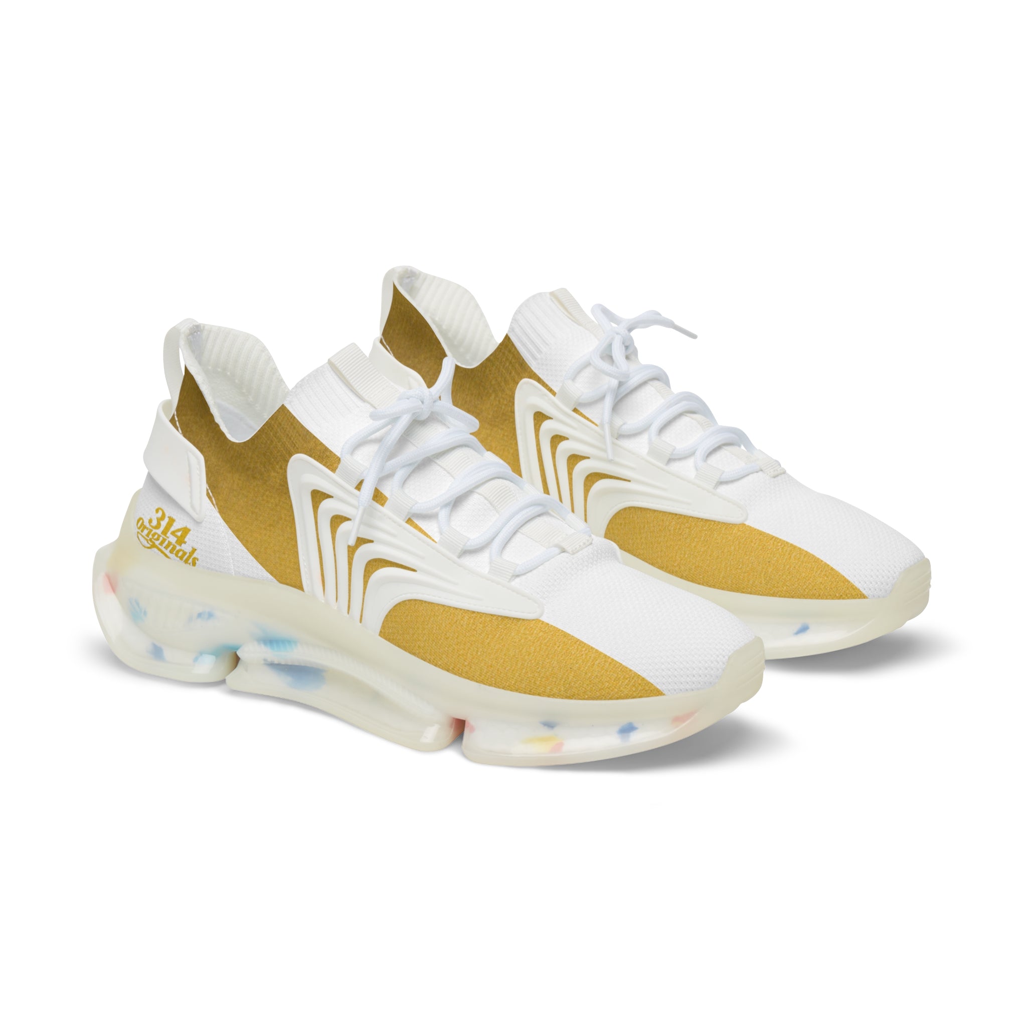 314 Gold Mesh Running Sneakers