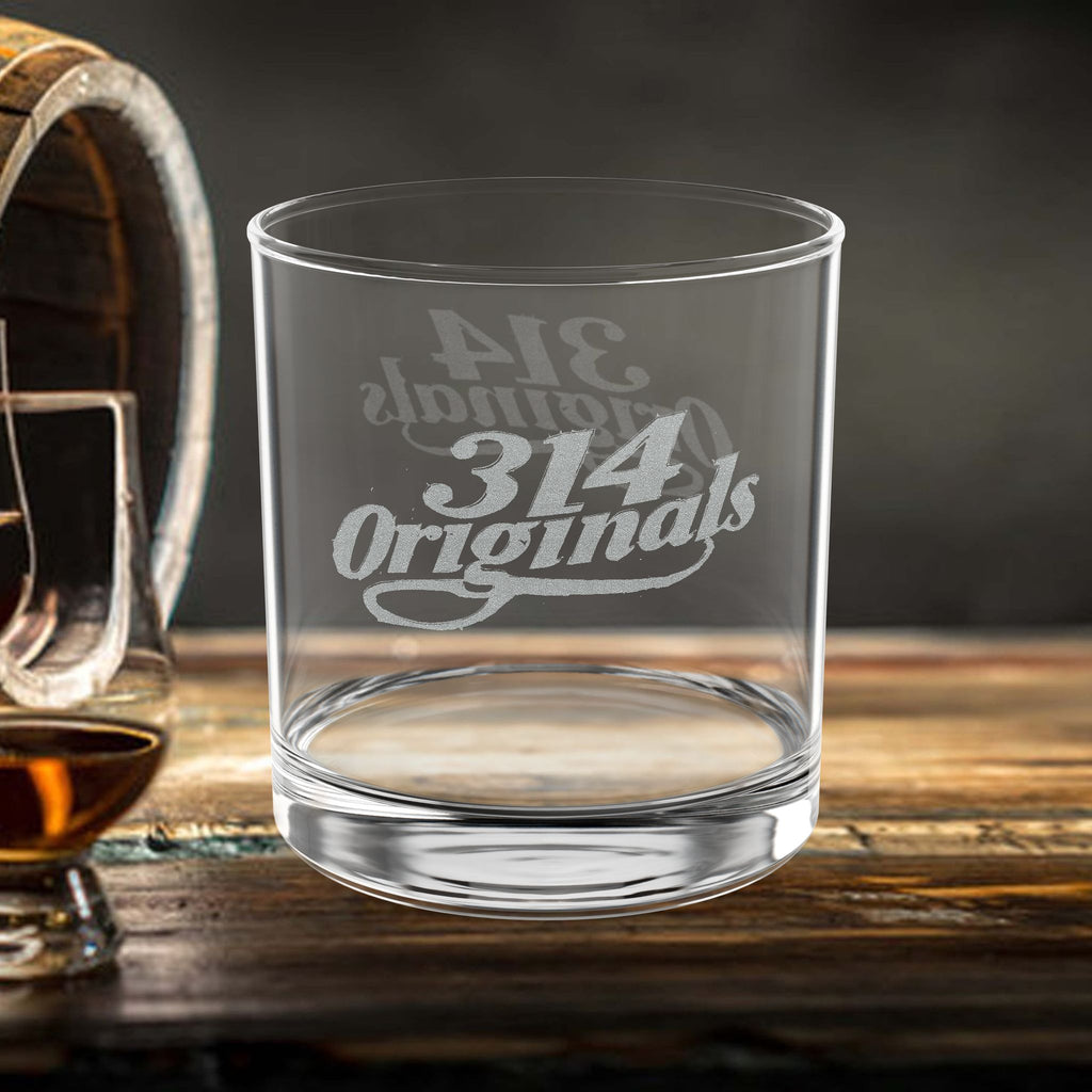 "314 Originals" Retro Bar Rocks Glass-Engraved 10.5oz Whiskey Glass —