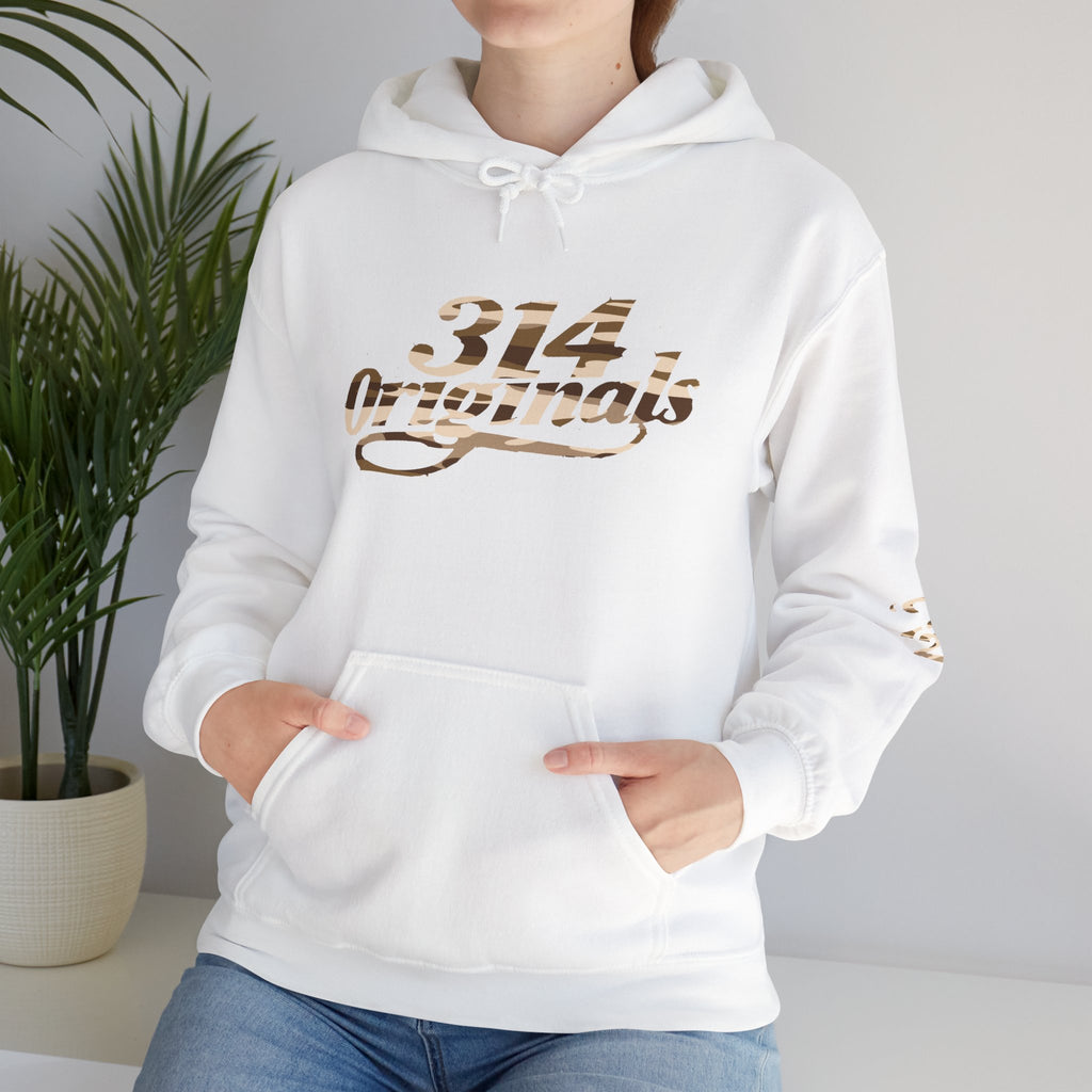 Brown Camo '314' Script Hoodie — City Pride Casual Pullover - 314 Originals