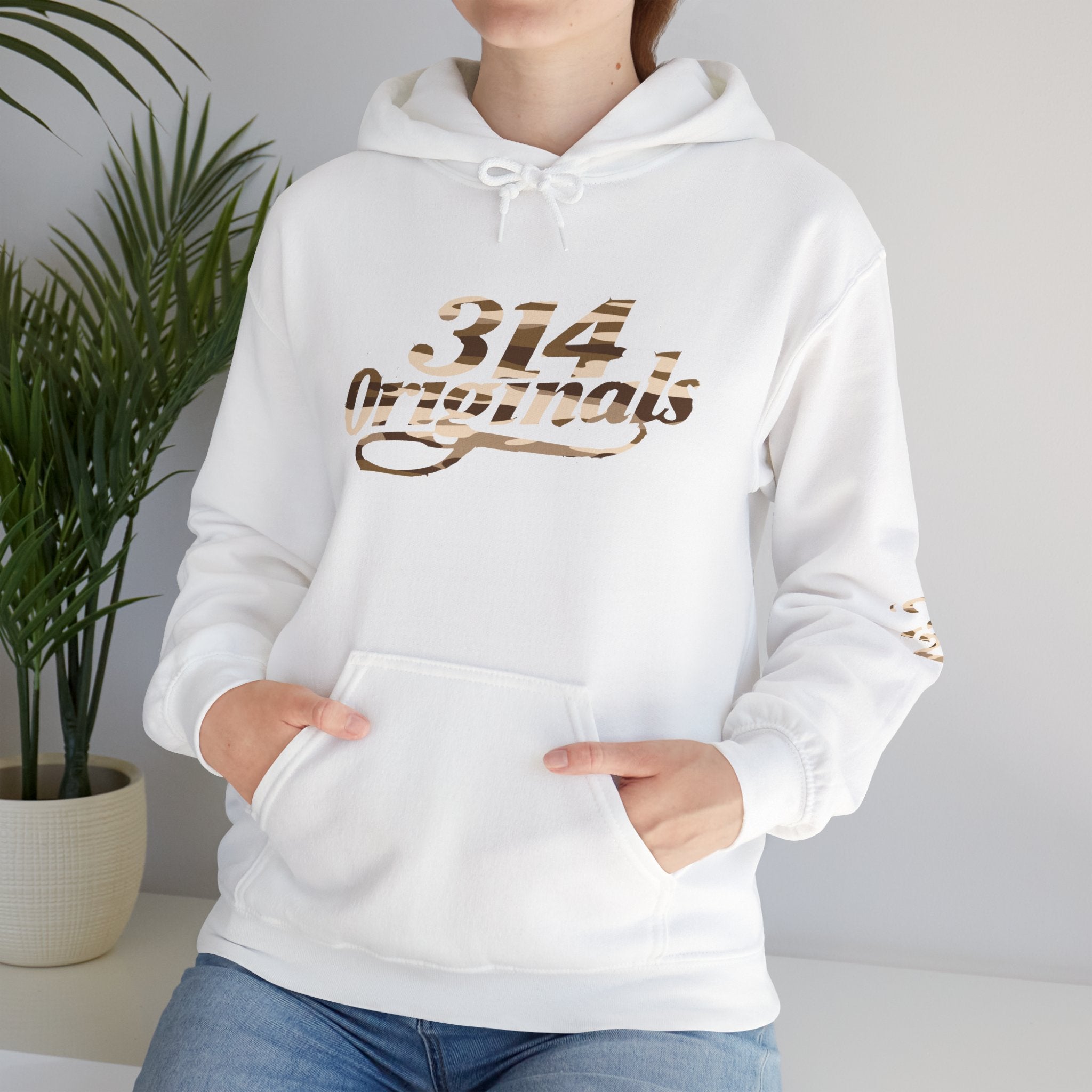 Brown Camo '314' Script Hoodie — City Pride Casual Pullover - 314 Originals